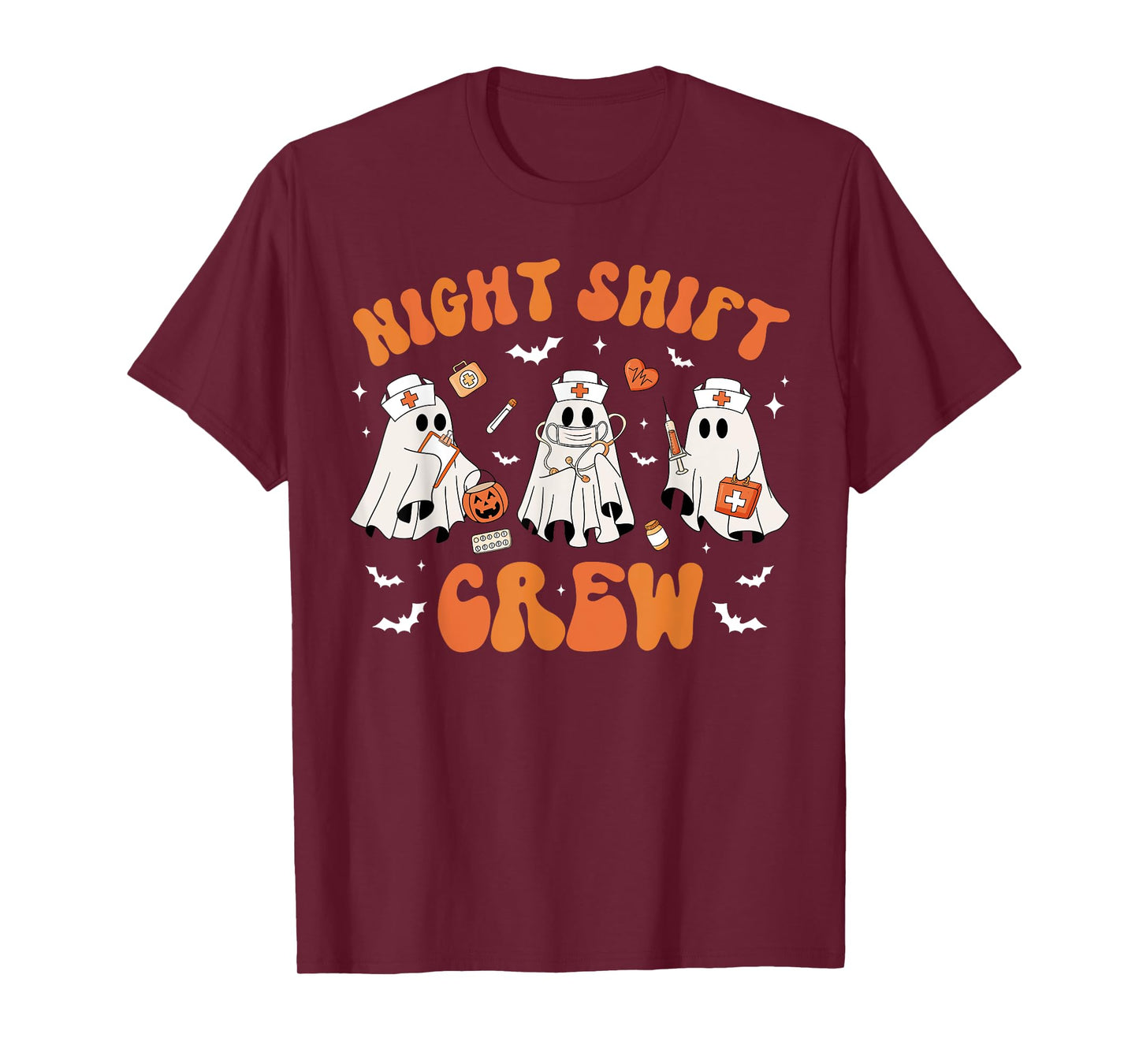 Night Shift Boo Crew Health Worker Halloween Ghost Nurse T-Shirt
