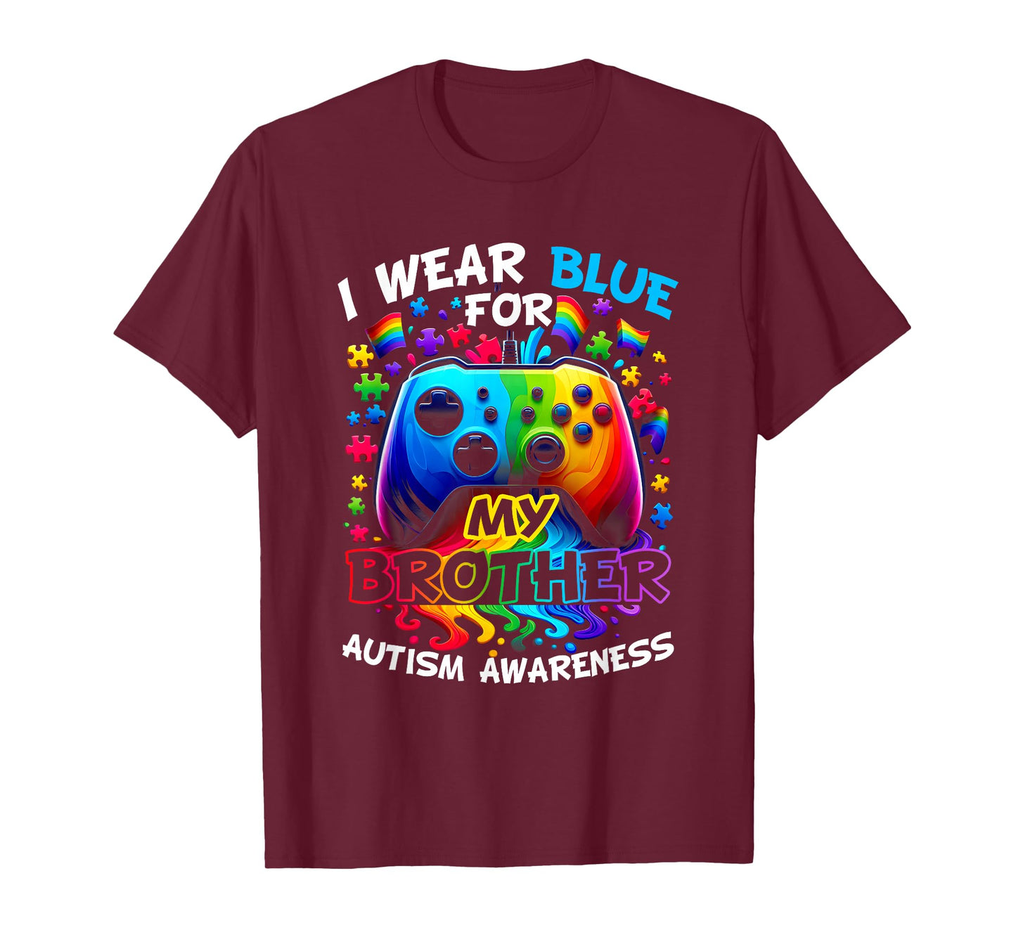 I Wear Blue For My Brother Autism Awareness Video Game T-Shirt