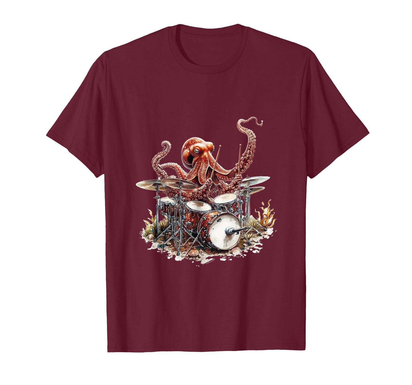 Octopus Playing Drums Sea Music Fun T-Shirt