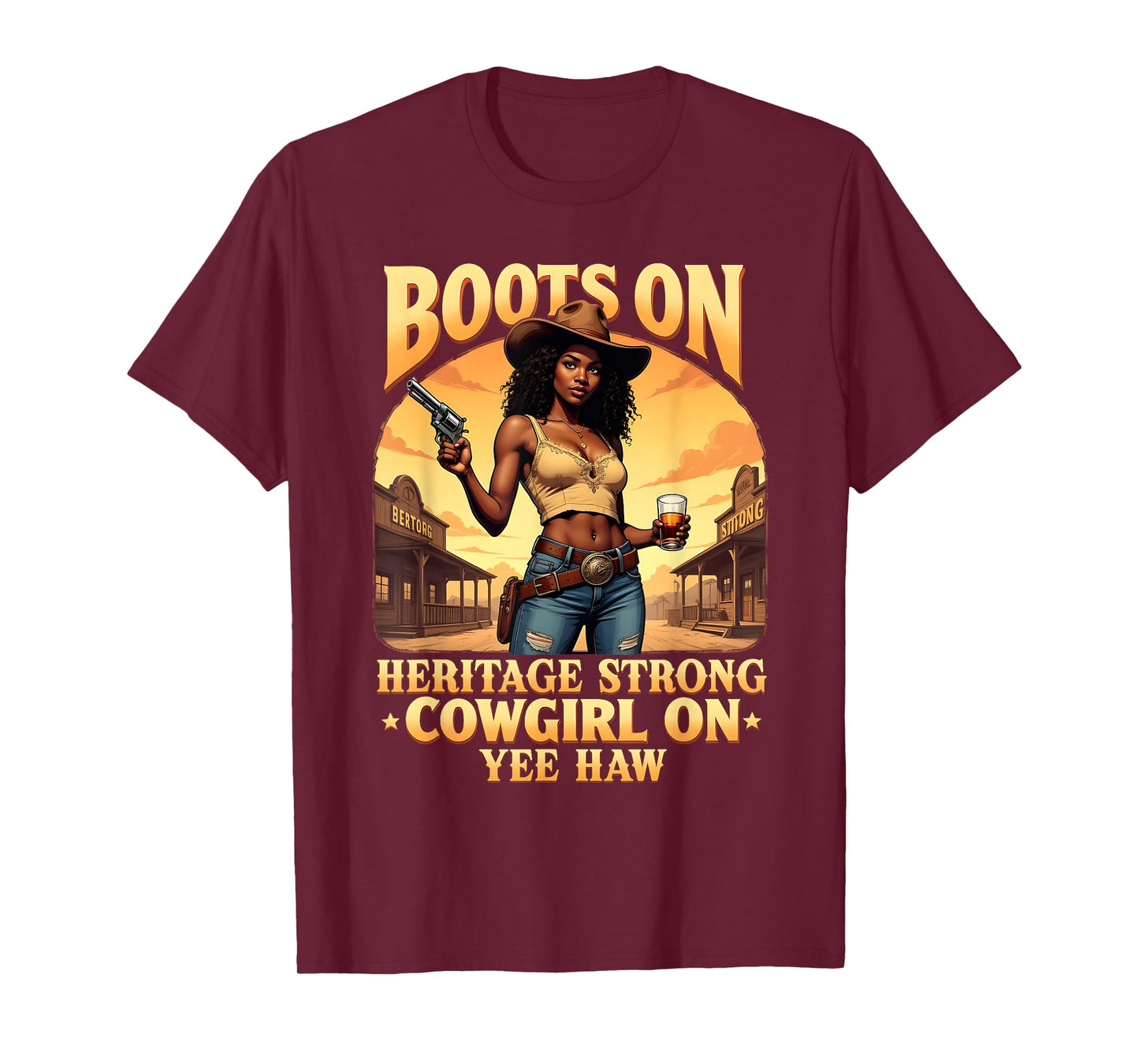 Yehaw Cowgirl On Western Rodeo African American Cowgirl T-Shirt