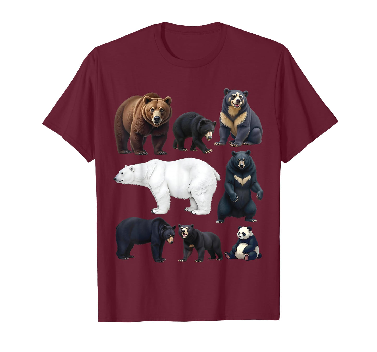 Types of Bears Wildlife Animal Lovers Nature Explorer T-Shirt