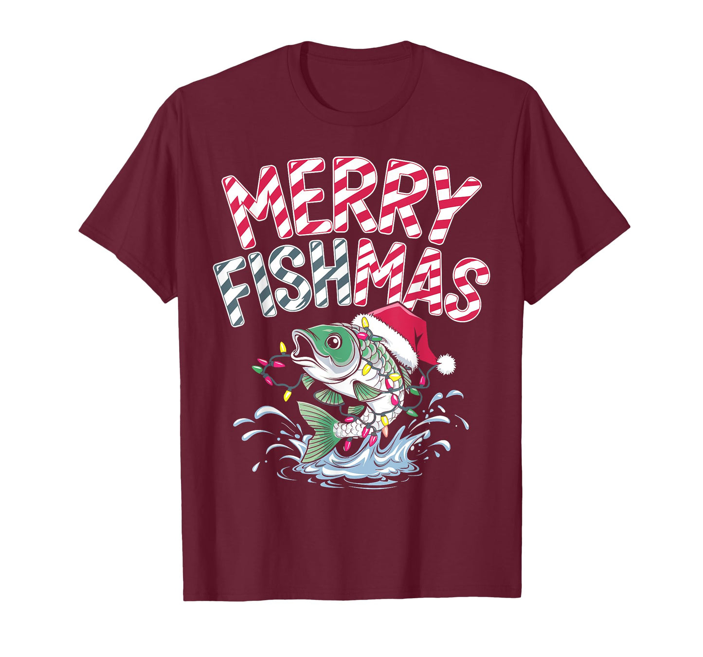 Merry Fishmas Santa Fishing Lovers Funny Fisherman Christmas T-Shirt