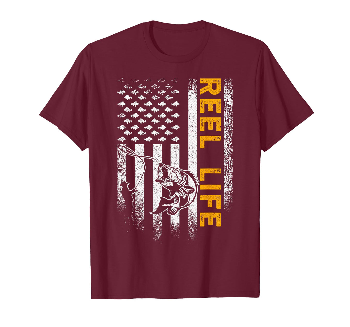 Vintage USA Flag Reel Life, Fisherman, Fishing Lover T-Shirt
