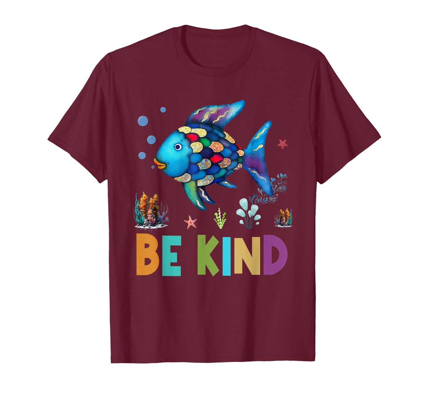 Happy First Day of School Fish Rainbows Teacher Be Kind T-Shirt