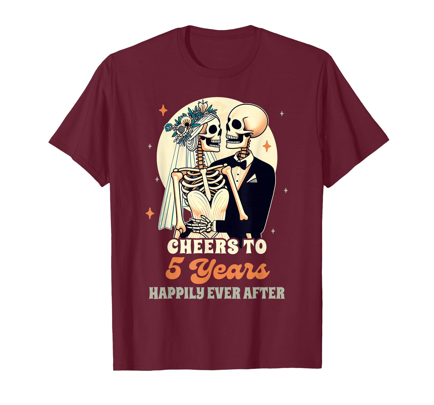 5th Wedding Anniversary Cheers To 5 Years Happily After T-Shirt