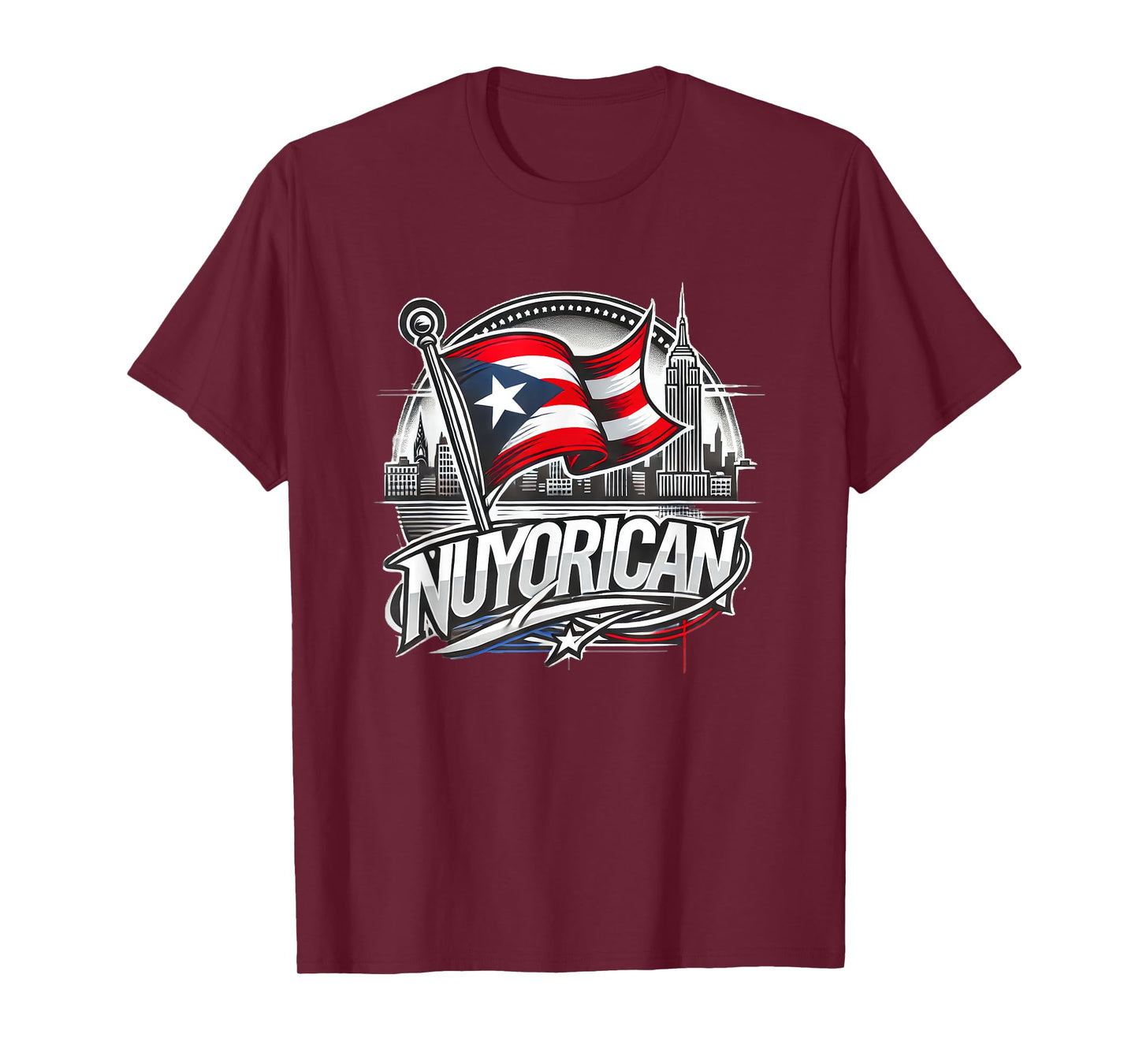 Nuyorican New York Puerto Rican Flag NYC City Backdrop Logo T-Shirt