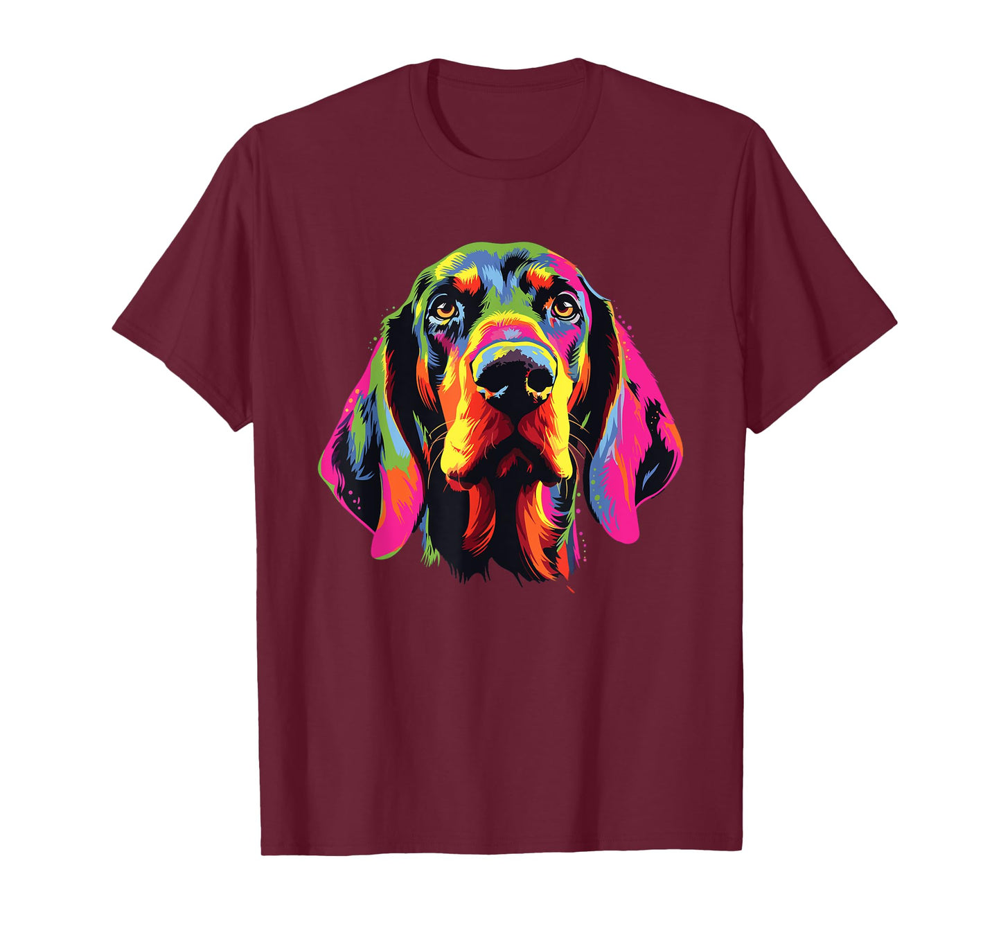 Watercolor Colorful Black And Tan Coonhound Dog Men Women Girls Kids T-Shirt