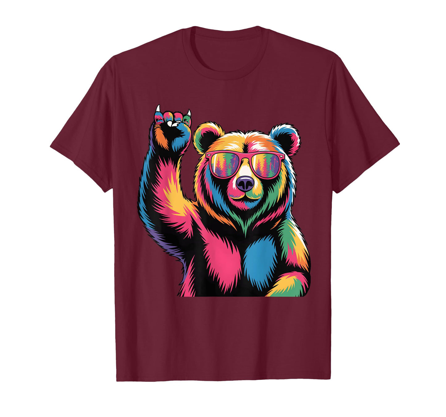 Rocking Bear Sunglasses Wildlife Colorful Bear Rock N Roll T-Shirt