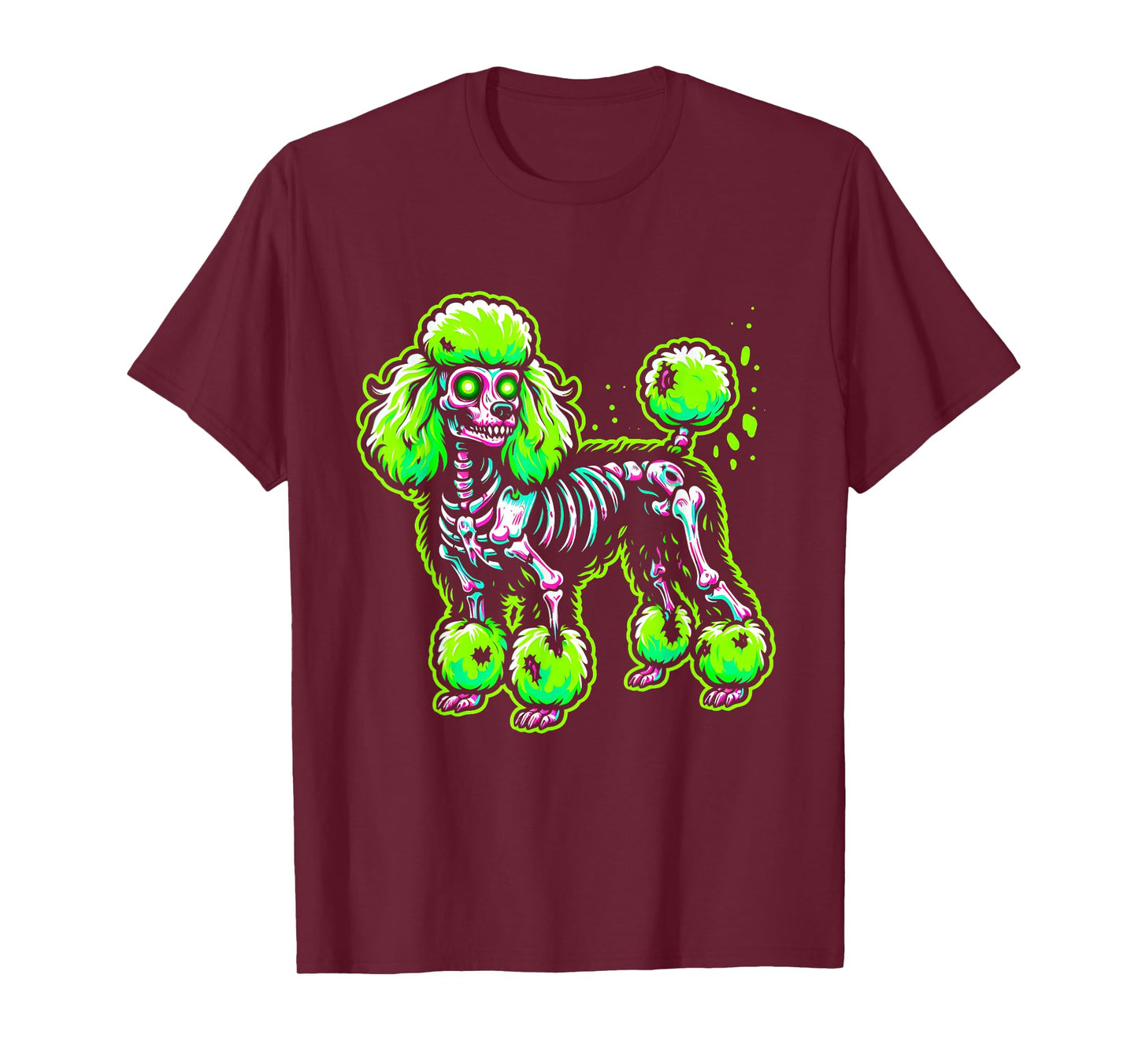 Zombie Poodle Dog Ghost Dark Halloween Horror Skeleton Gifts T-Shirt for Men Women Kids