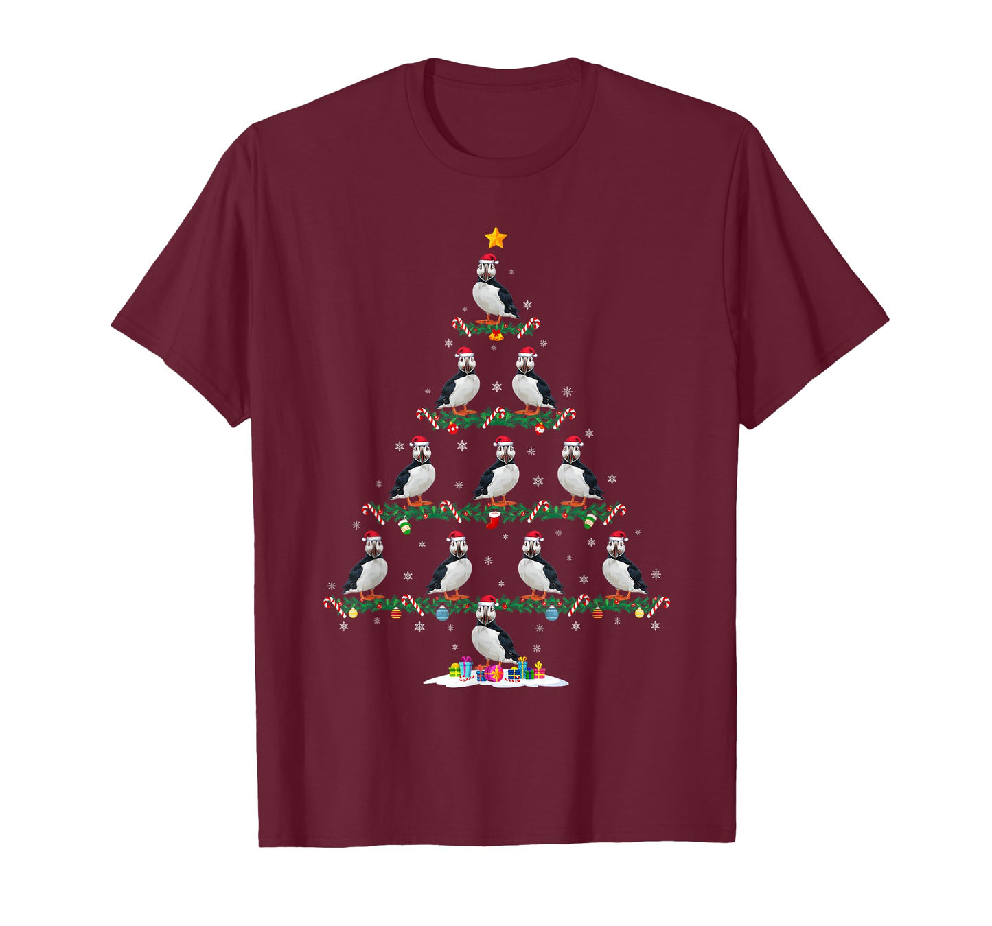 Puffin Christmas Tree Pajama Men Women Kids Ugly Xmas T-Shirt