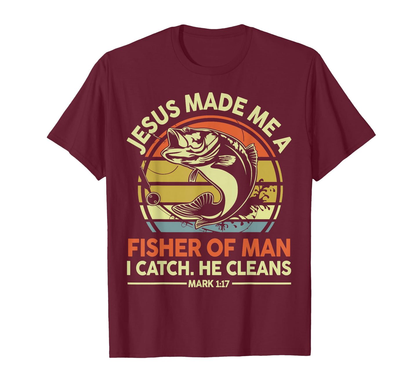 Men's Christian Fishing Gift Jesus Made Fisher Man Funny Dad T-Shirt