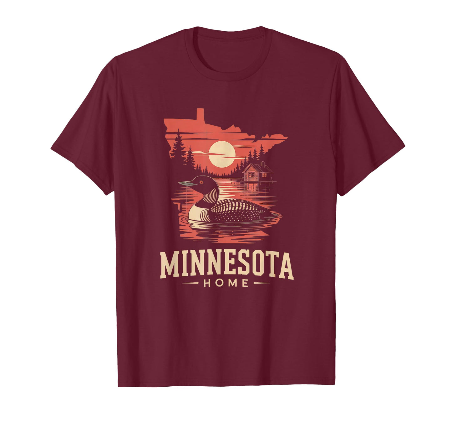 Minnesota Home Lake Loon MN Map Outline T-Shirt