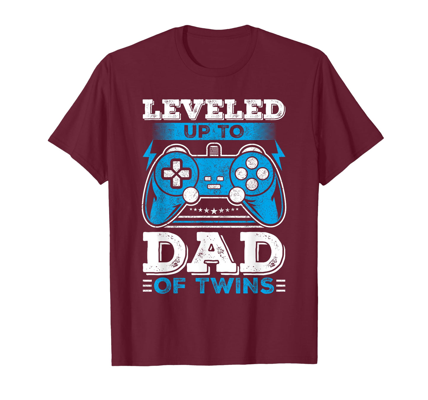 Leveled up to Dad Of Twins Video Gamer Gaming T-Shirt