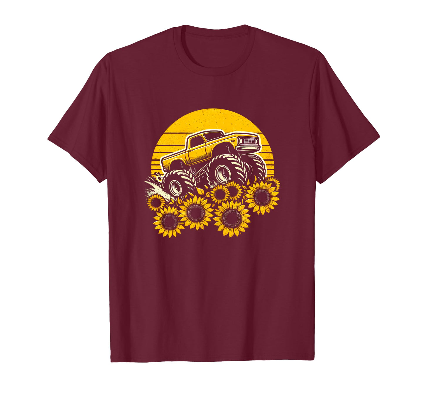 Happy Mother's Day Toddler Sunflower Monster Truck Kids Boys T-Shirt