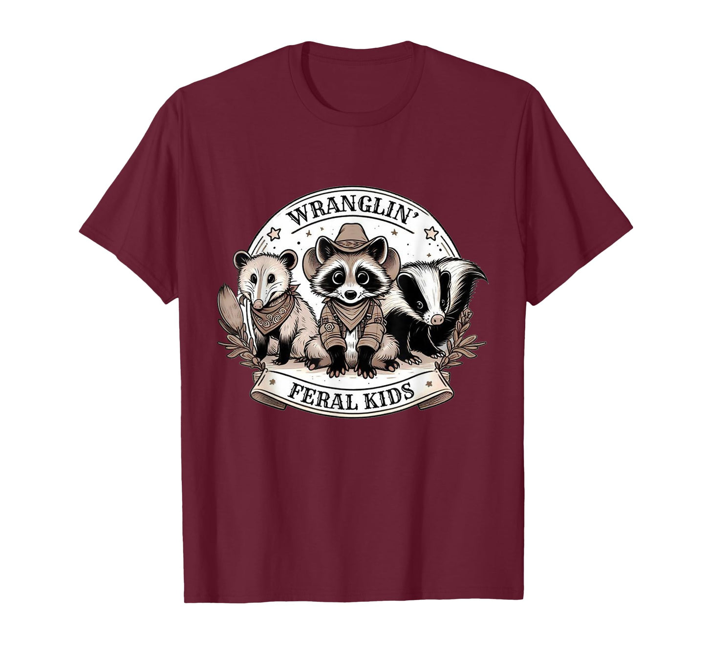 Wrangling Wranglin' Feral Kids Funny Raccoon Opposum Badger T-Shirt