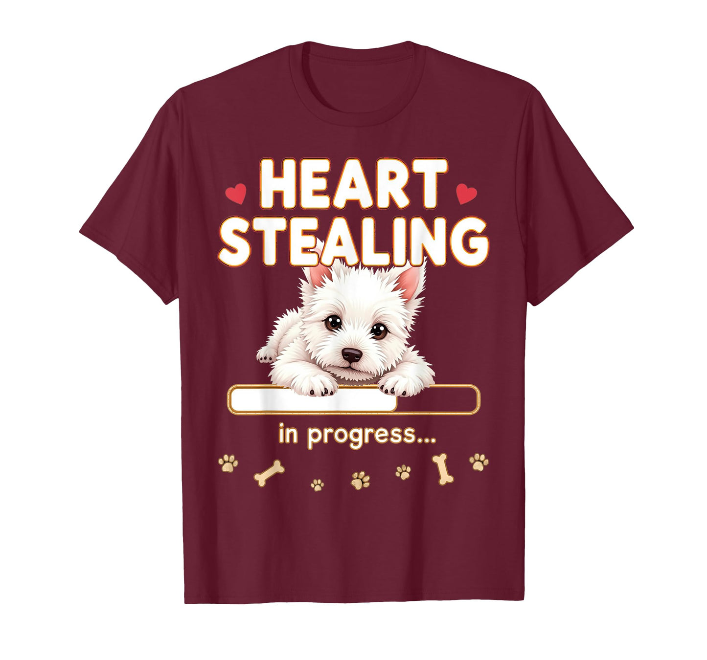 Heart West Highland White Terrier Funny Gift Westie Puppy T-Shirt
