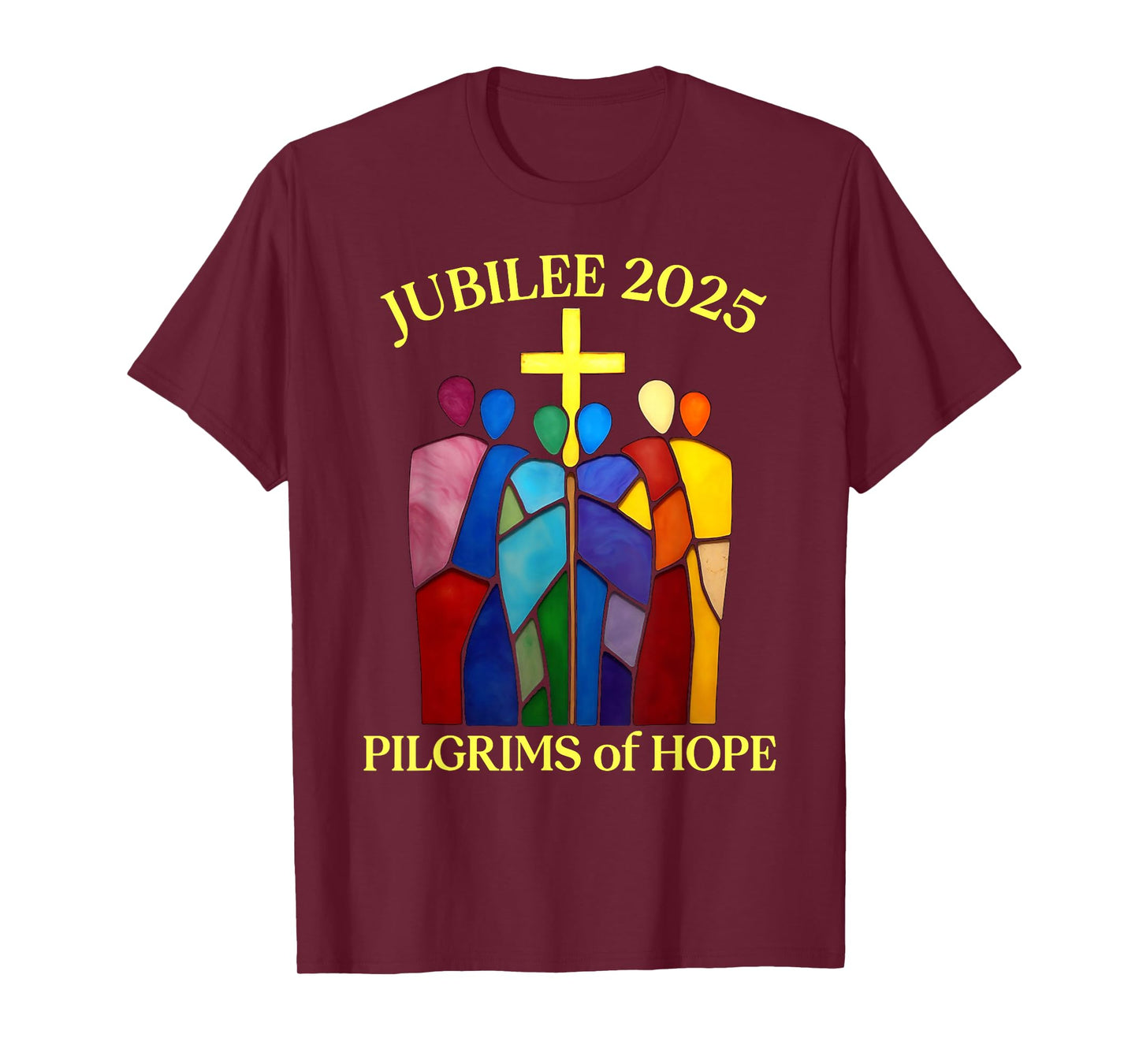 Catholic Jubilee 2025 Stained Glass Pilgrims Of Hope T-Shirt
