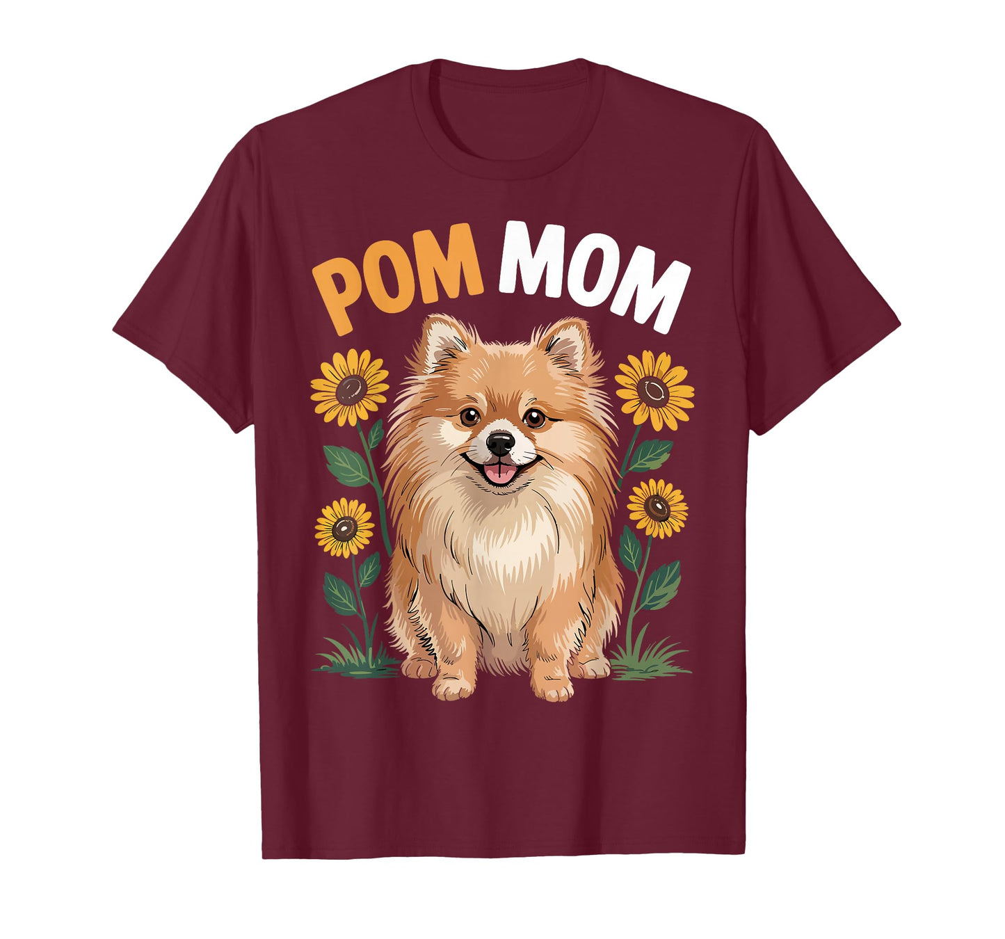 Pom Mom Pomeranian Dog Sunflower Lover Mothers Day T-Shirt