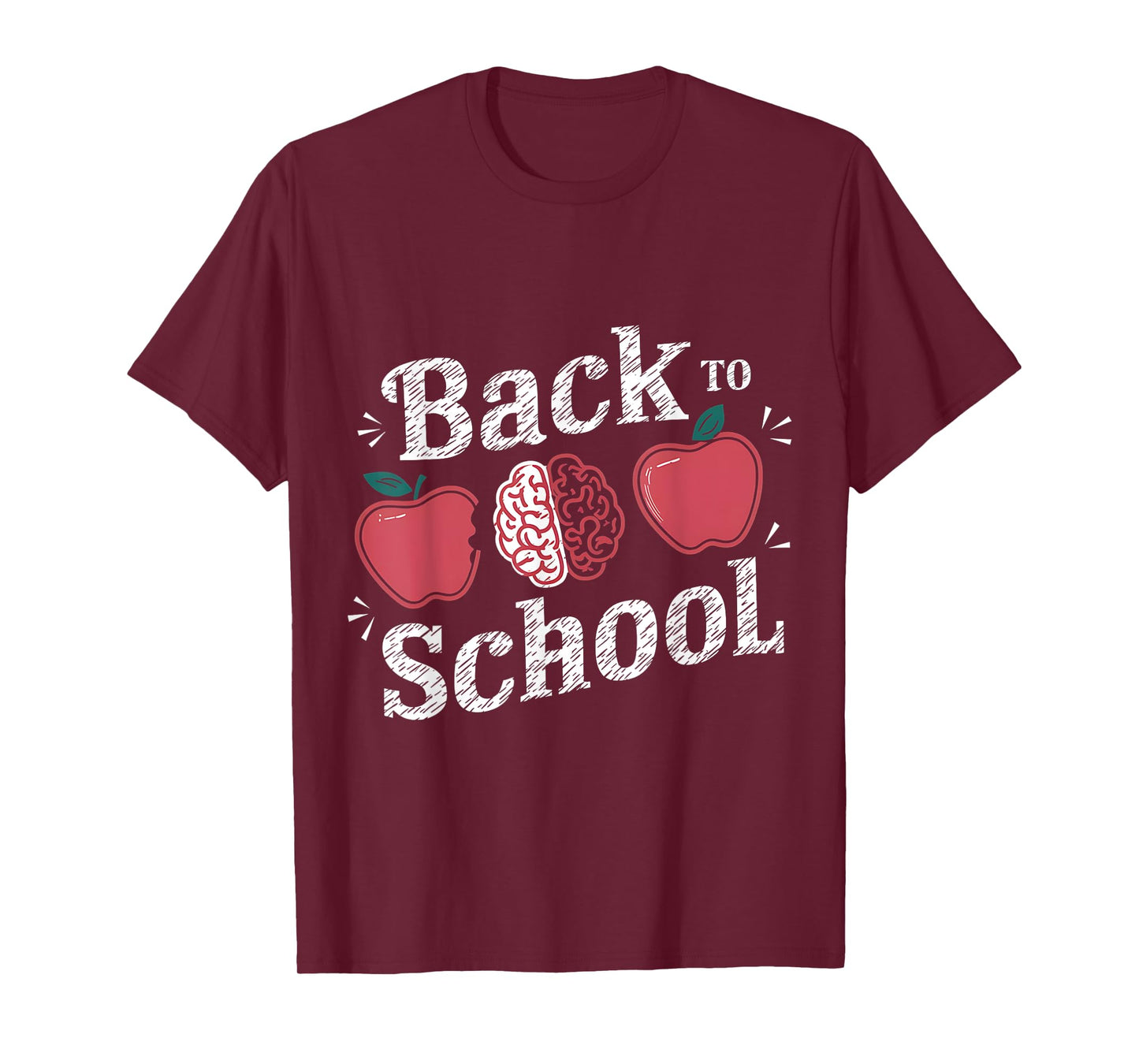 Back to School Apple & Brain Fun Design For Teachers Kids T-Shirt