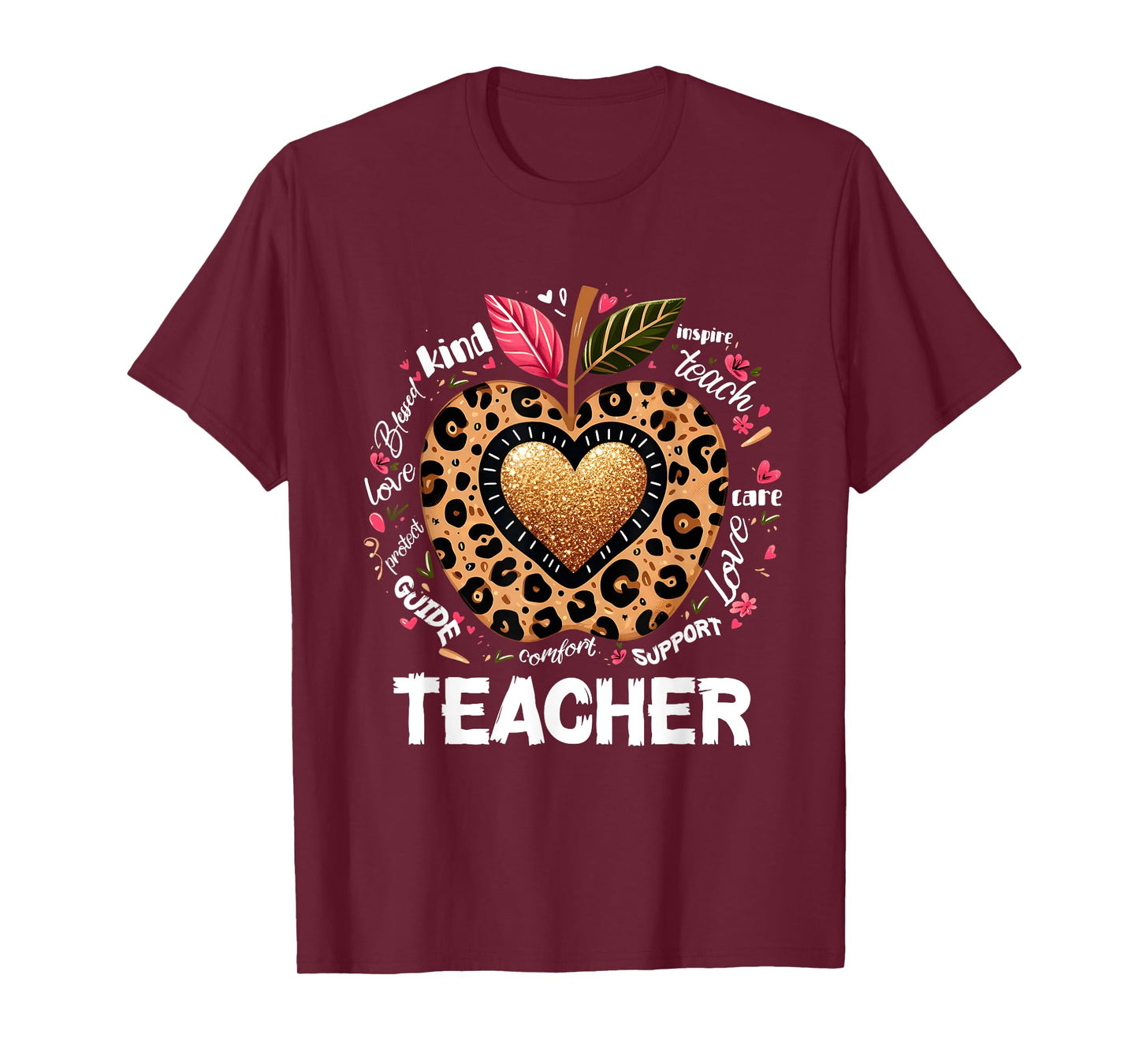 Teacher Life Leopard Apple Teacher's Day Back to School T-Shirt