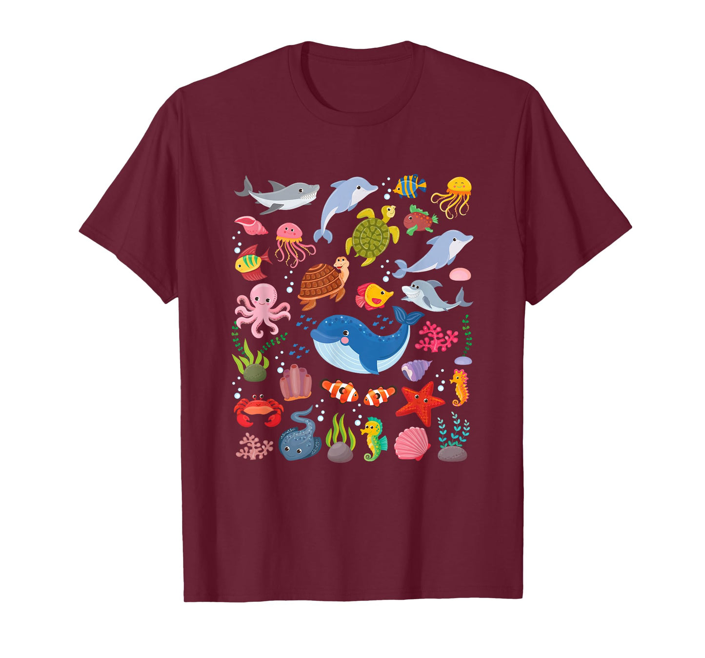 Cute Sea Animals Kids Children Ocean Creatures Clownfish T-Shirt