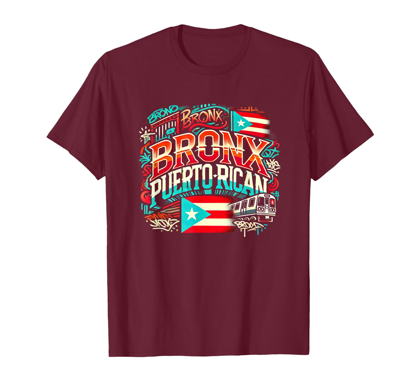 Bronx Puerto Rican Boricua Flag NYC Subway CarGraffiti Fun T-Shirt