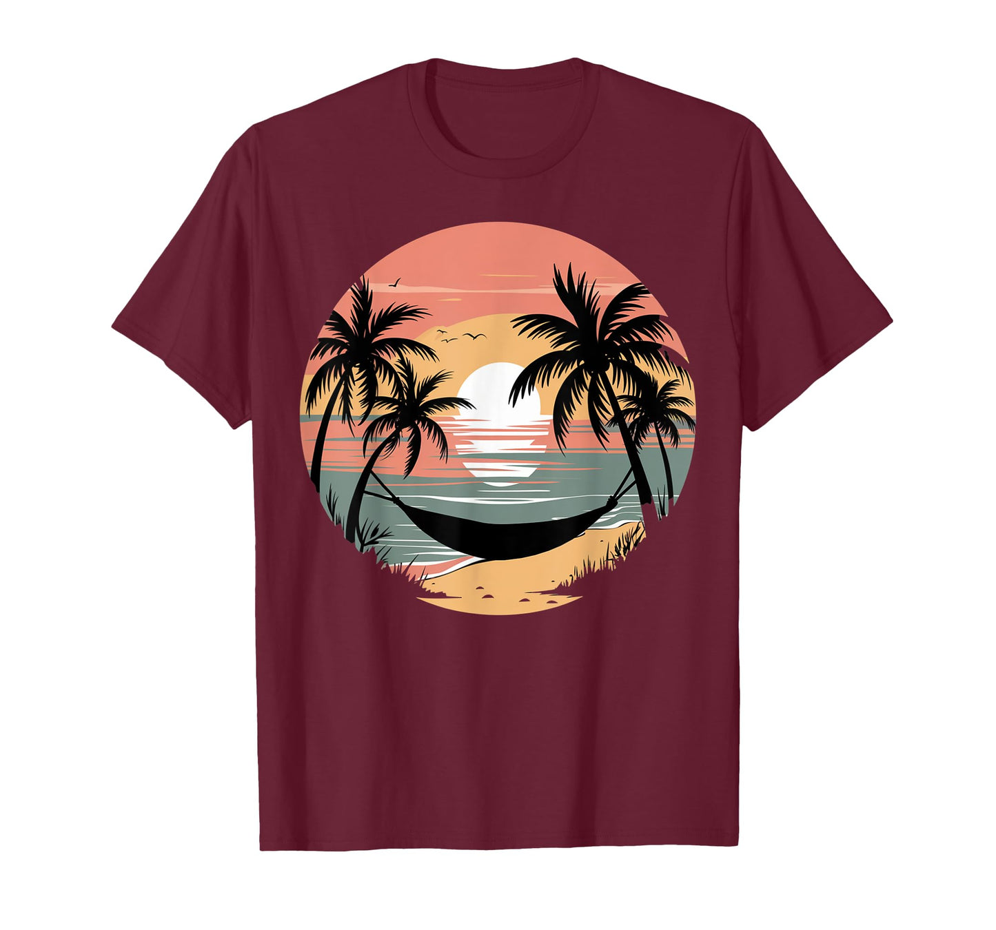 Vacation Smile Tropical Sunset Palm Trees Hammock T-Shirt