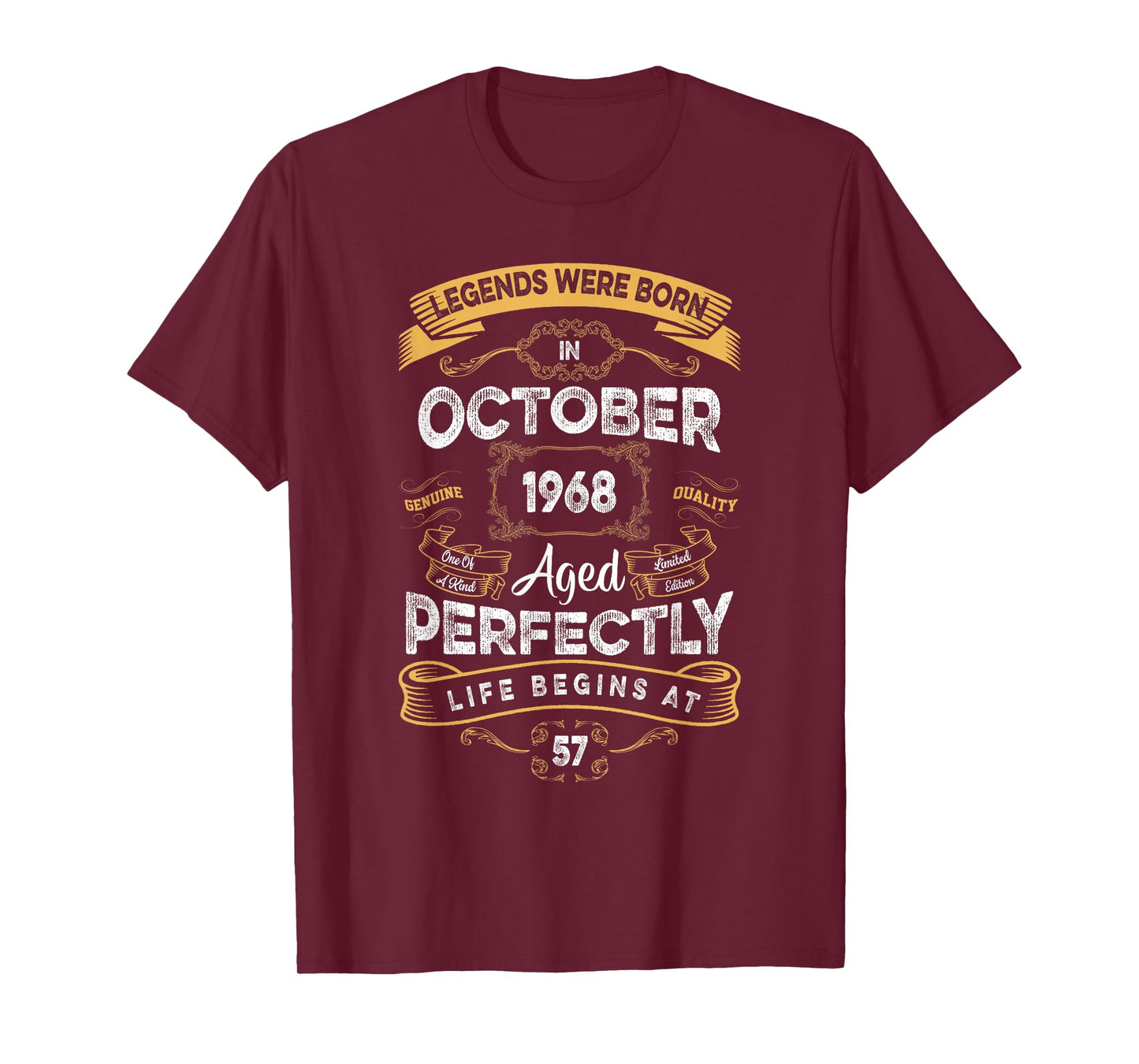Vintage 57th Birthday Legends were Born in October 1968 T-Shirt