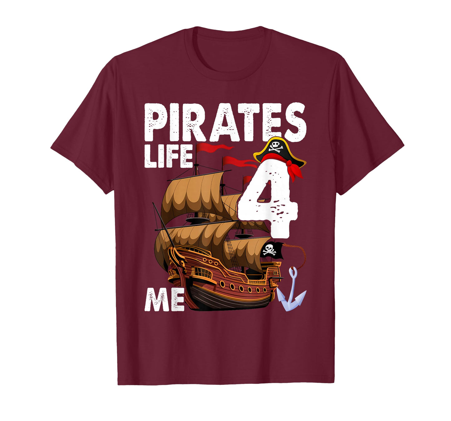 Pirates Life 4 Me 4th Birthday Boy 4 Years Old Birthday Boys T-Shirt