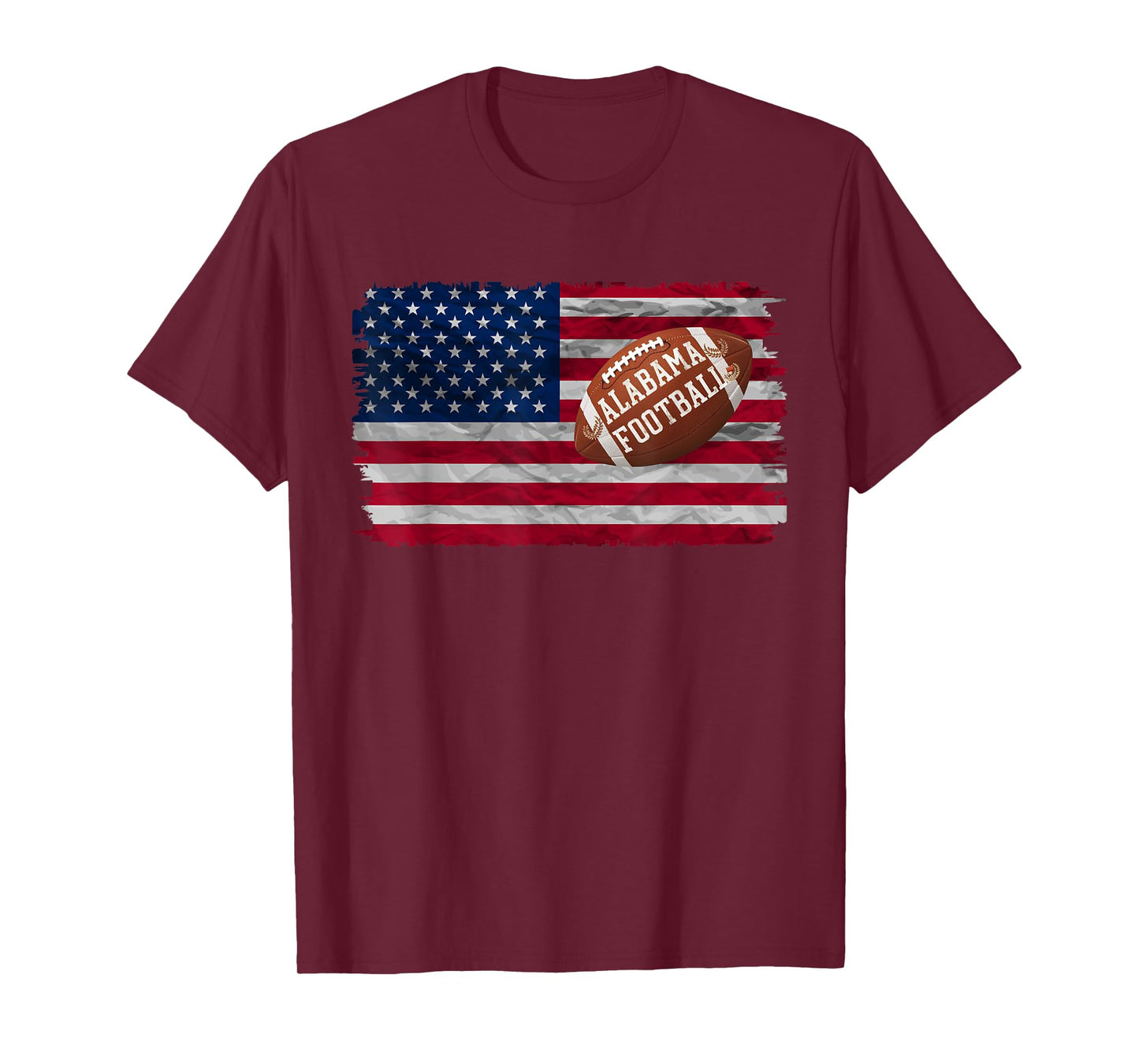 Patriotic USA Flag Alabama Football Season Party Funny Women Men T-Shirt