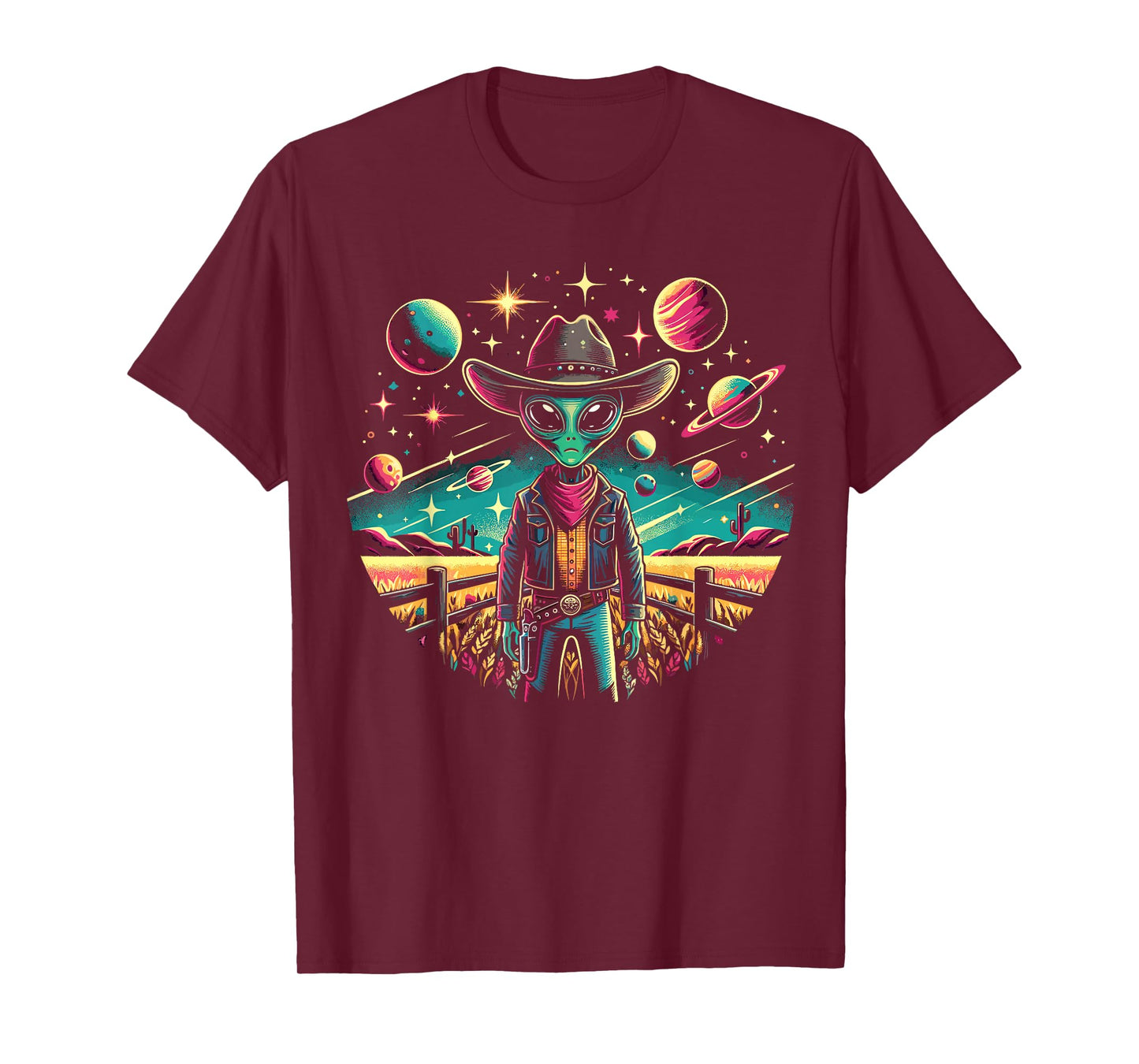 Alien Lover Flying Saucer UFO Extraterrestrial Cowboy T-Shirt