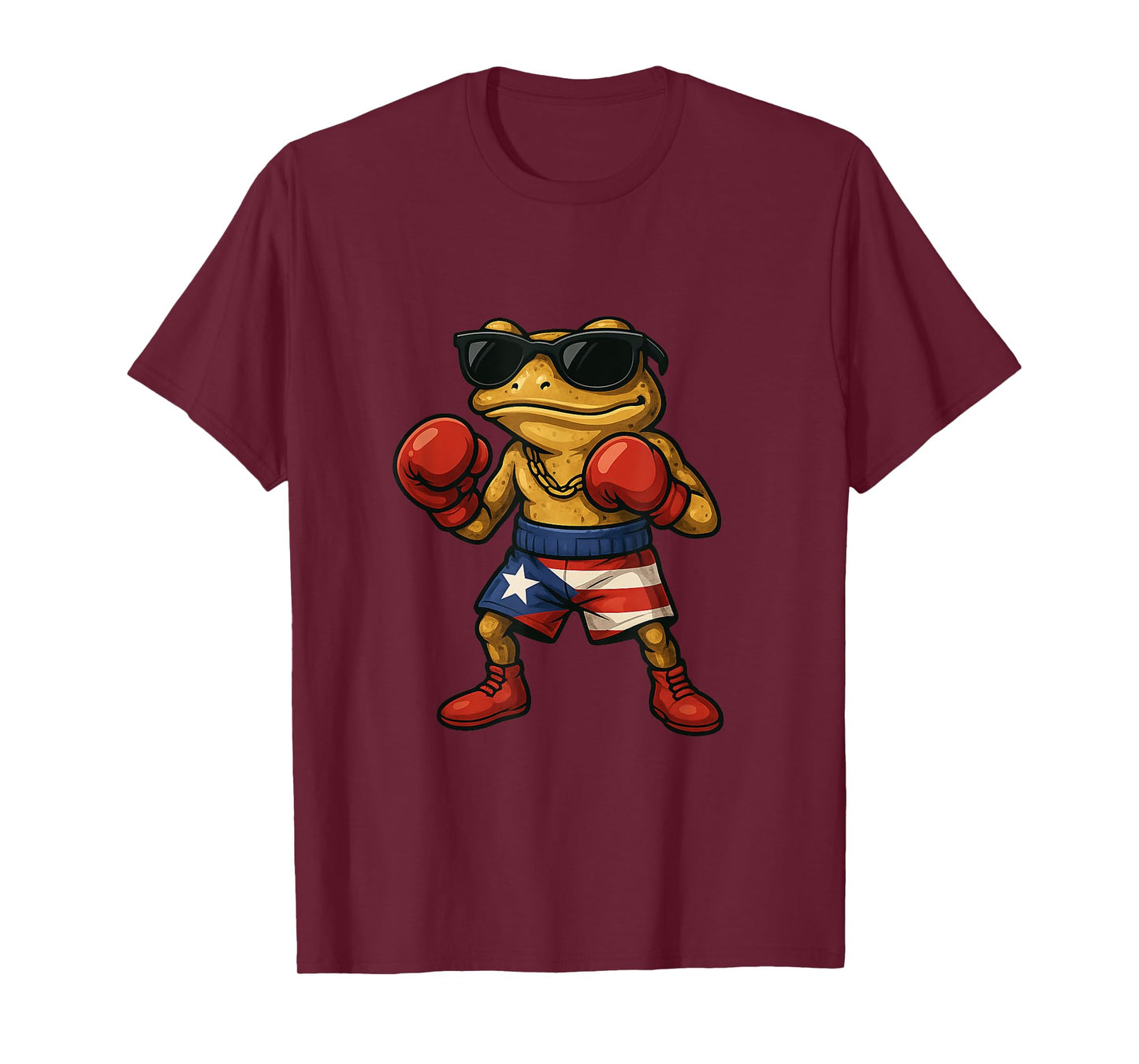 Boxing Coqui Puerto Rican Flag Sunglasses Boricua Fun T-Shirt