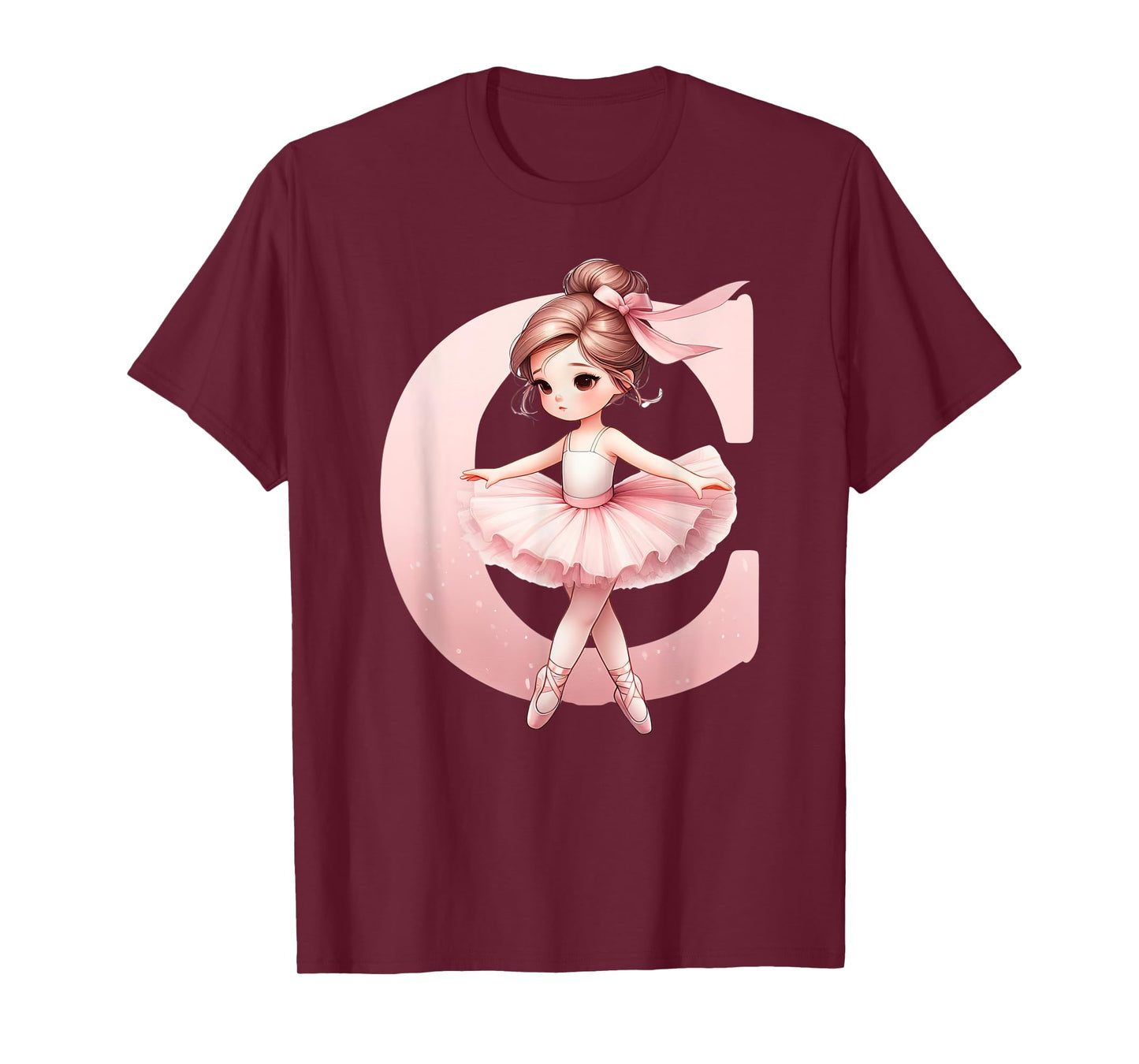 Ballerina Girl Dancing Name First Letter C Girly Tutu Ballet T-Shirt