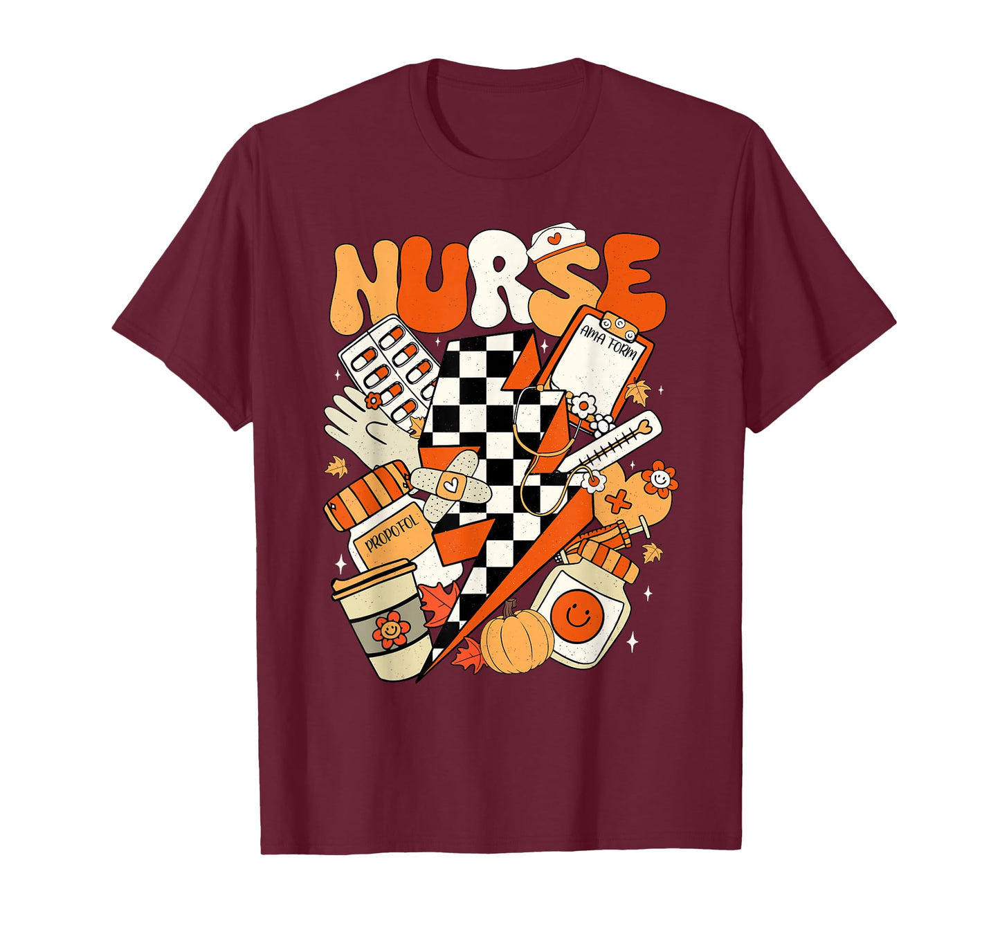 Retro Pumpkin Nurse Life Thanksgiving Fall Autumn Nurse T-Shirt
