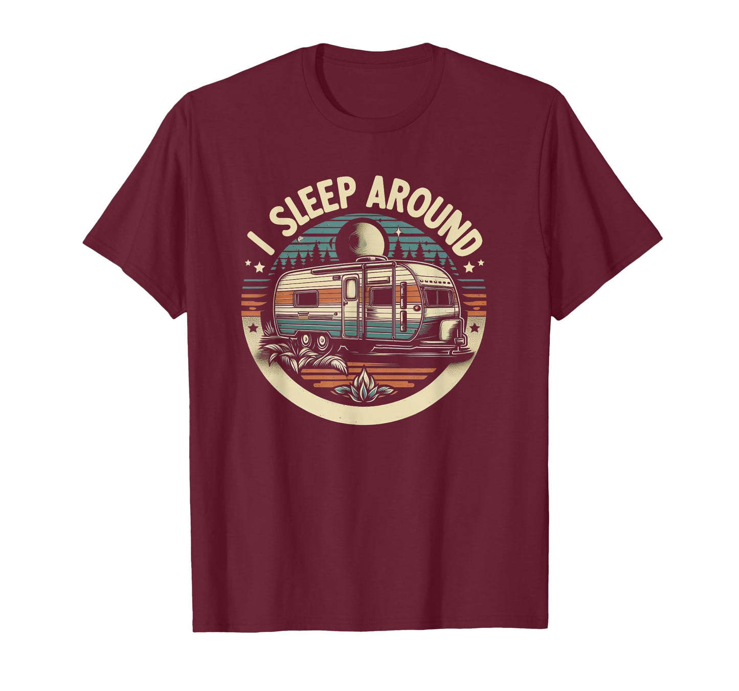 I Sleep Around funny Van Life RV Vinatge Sunset T-Shirt