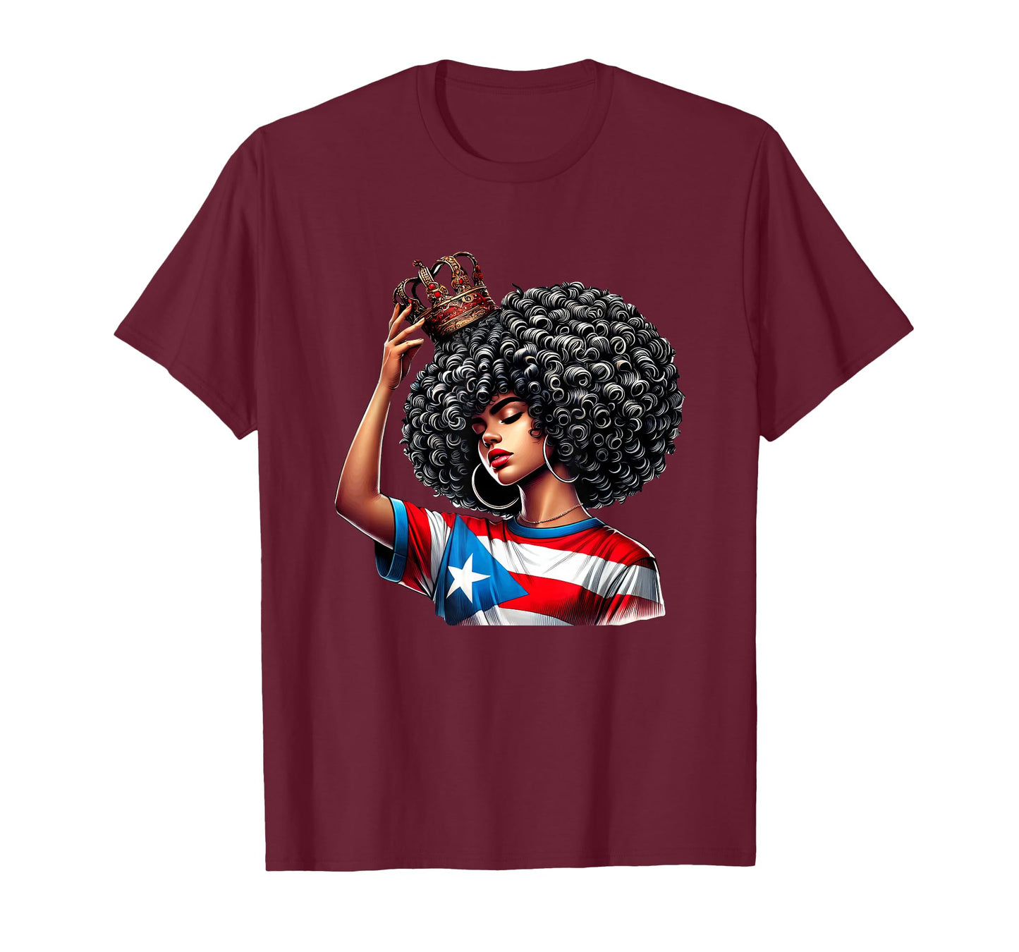 Afro Boricua Queen Puerto Rican Princess Flag Crown Latina T-Shirt