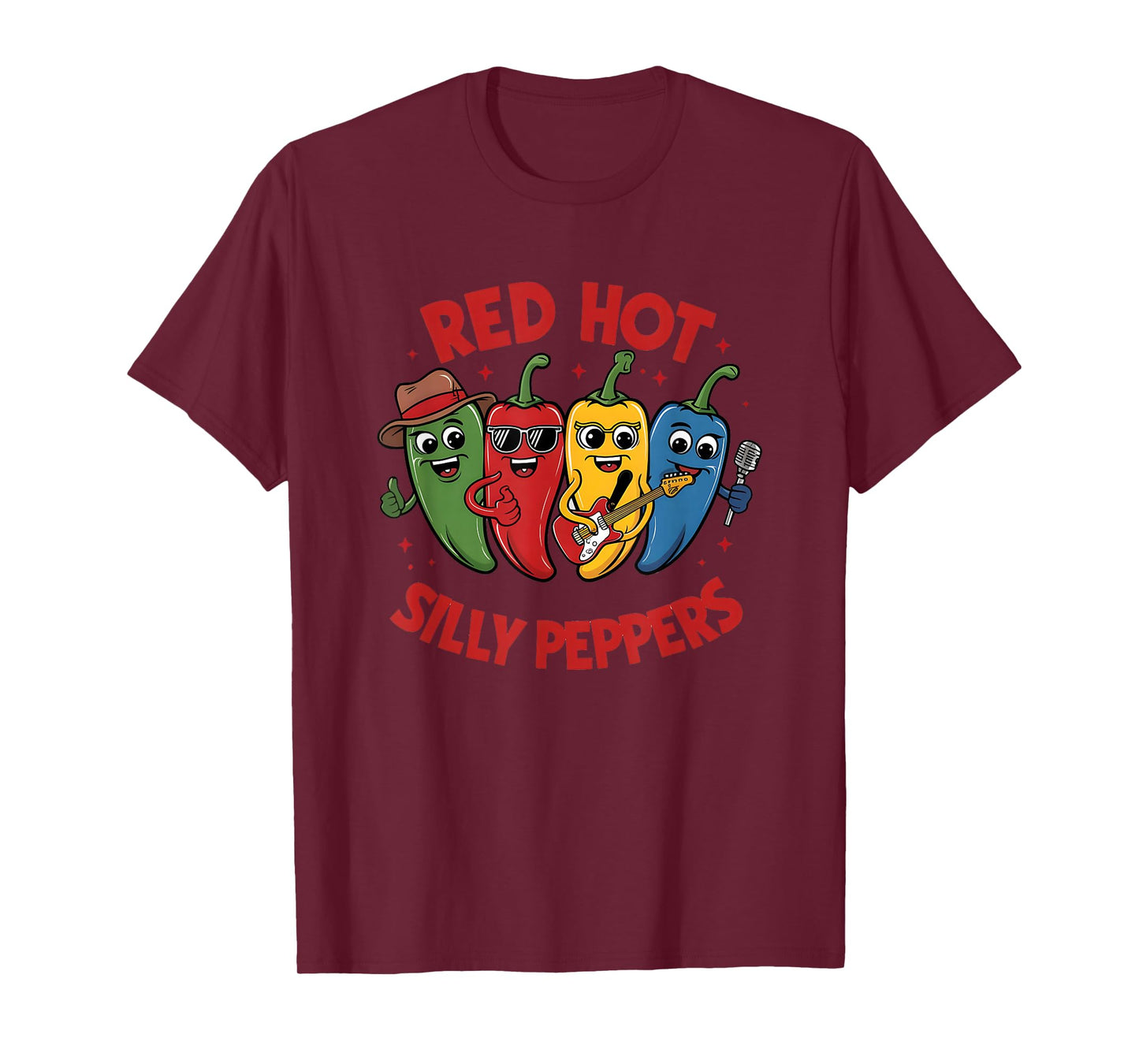 Red Hot Silly Peppers Fun Cartoon T-Shirt