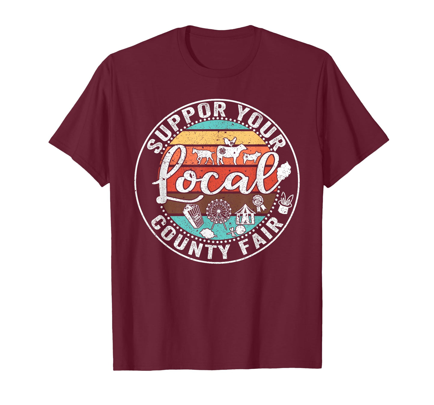 Support Your Local County Fair Farmer Country Farm Life T-Shirt, Small, Black