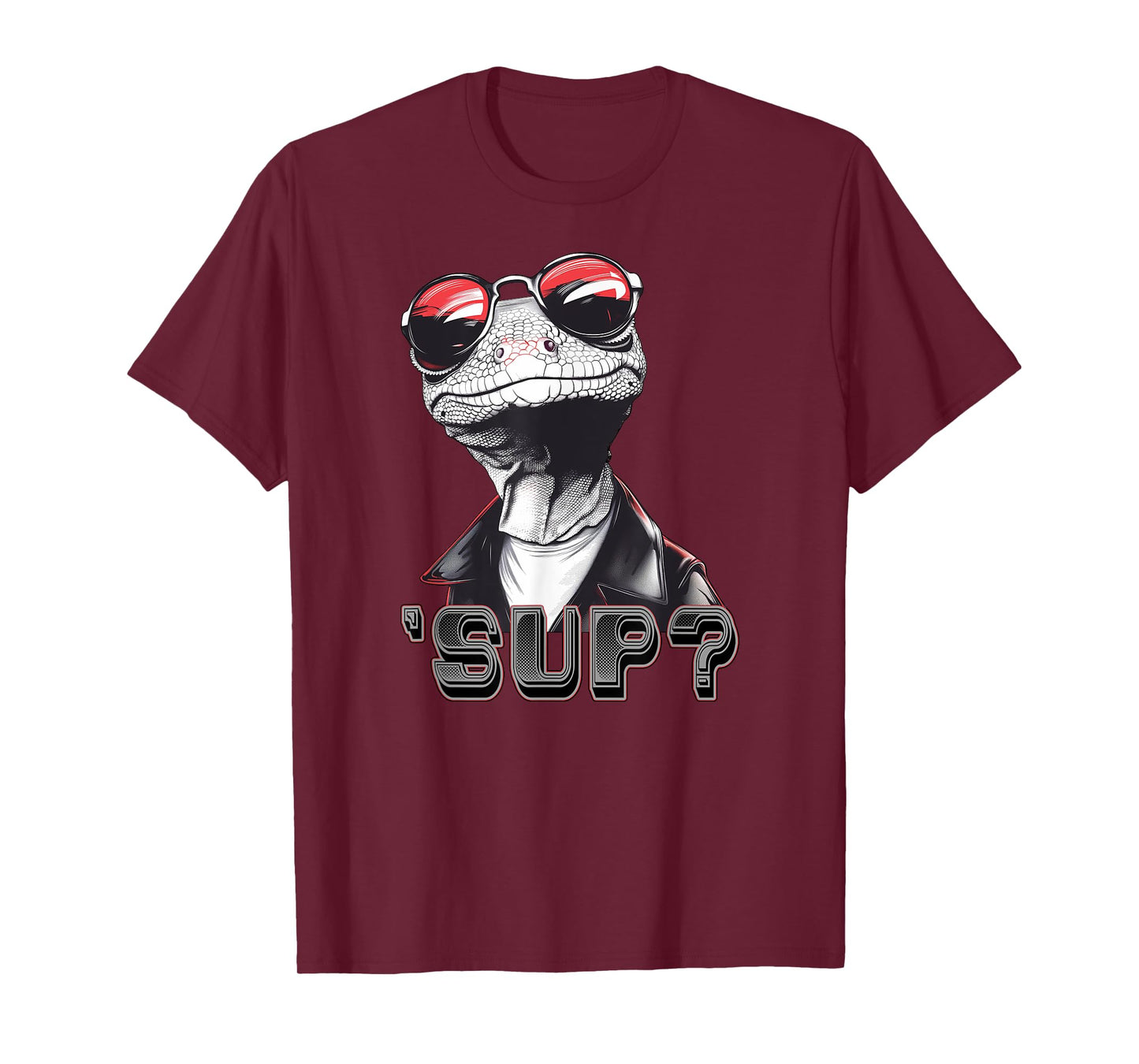 Cool Lizard Wearing Shades and Leather Jacket Asking 'Sup? T-Shirt