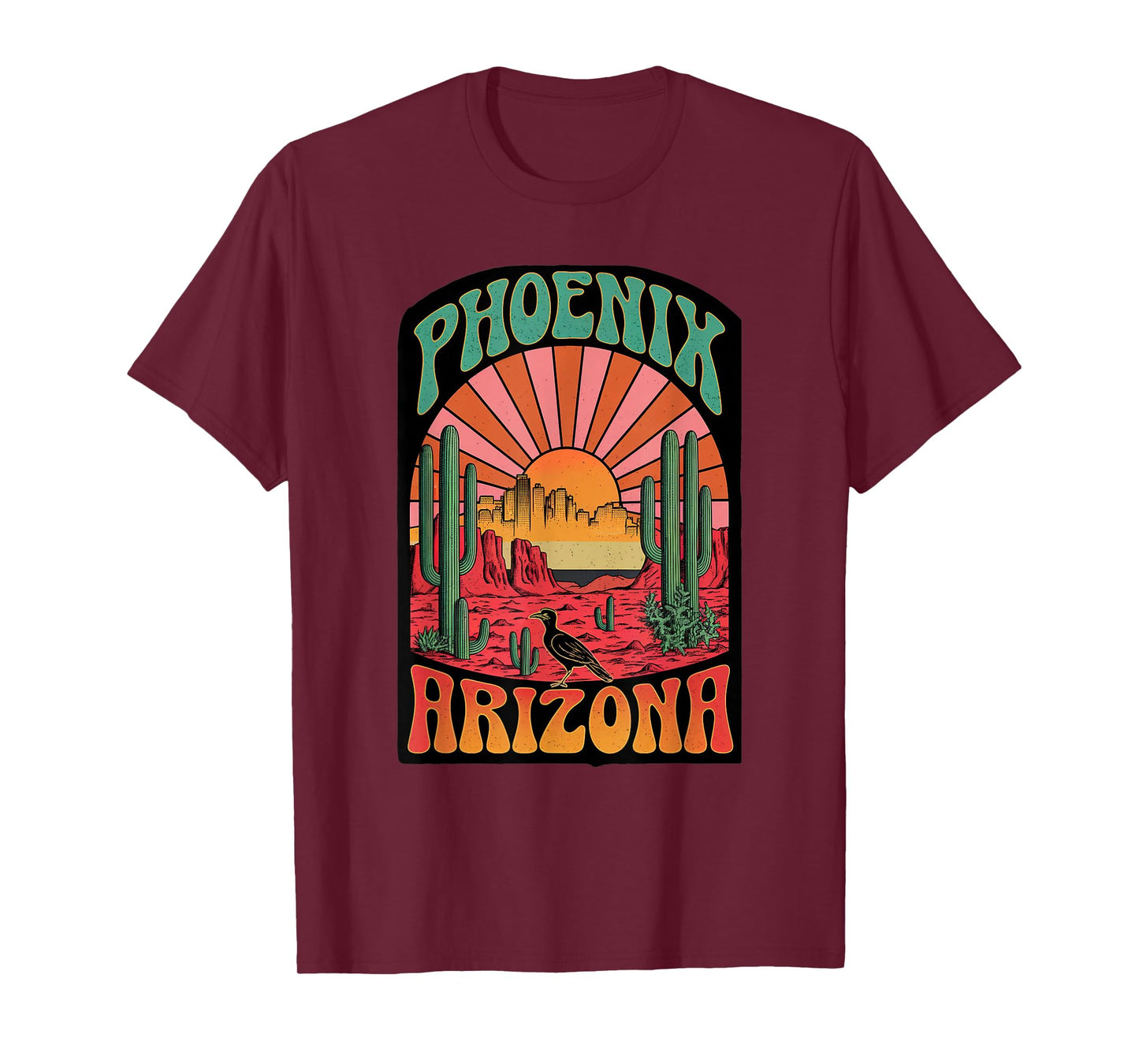 Vintage Phoenix Arizona Skyline Cityscape Retro Style T-Shirt
