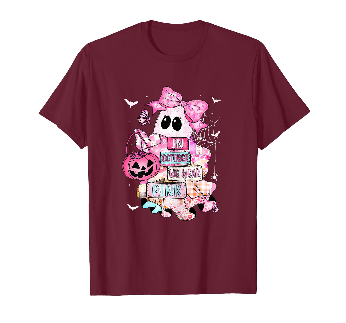 Halloween in October We Wear Pink Breast Cancer Awareness T-Shirt