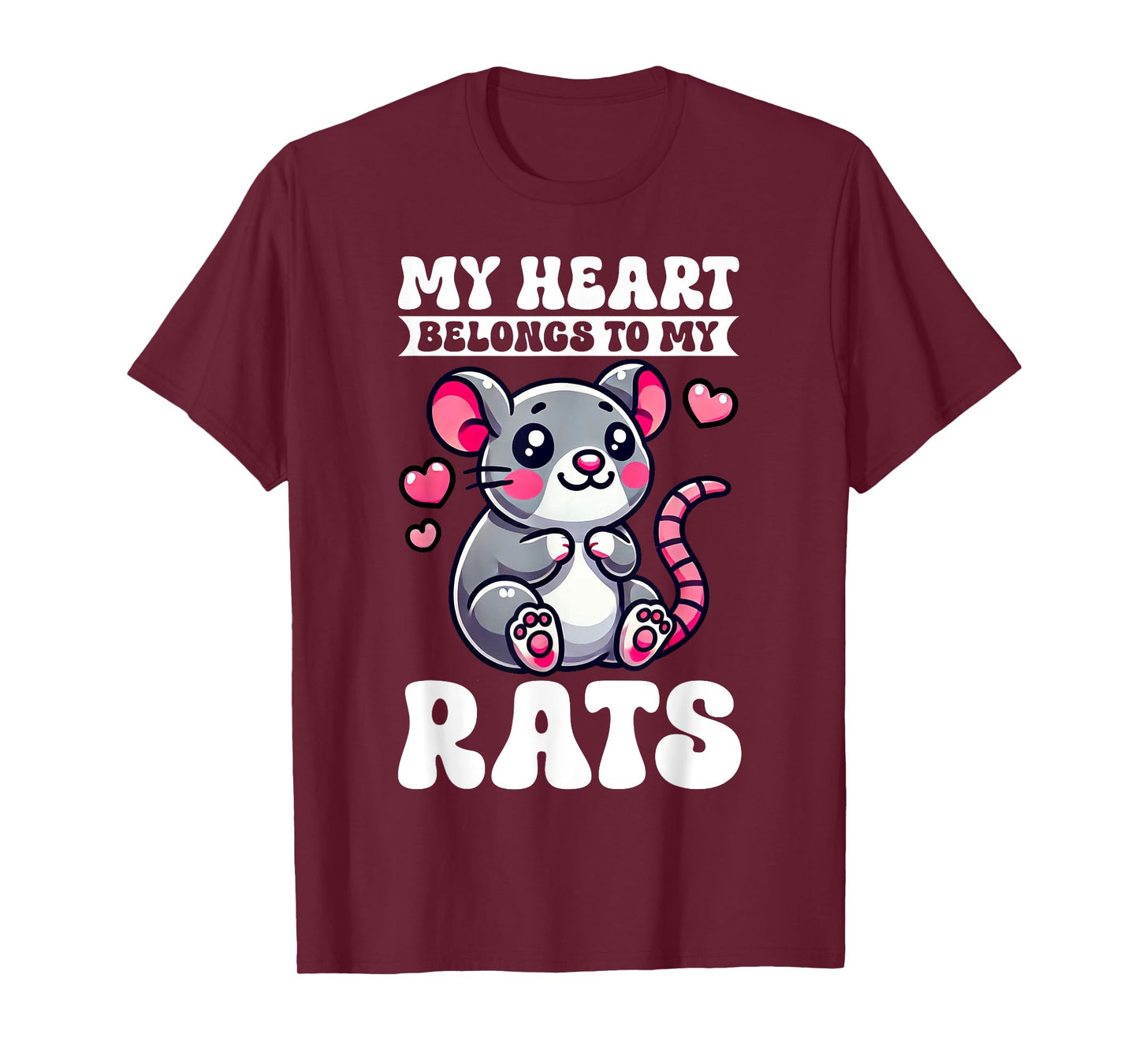 My Heart Belongs To My Rats Cute Rat Mama Mouse Mom Rodent T-Shirt