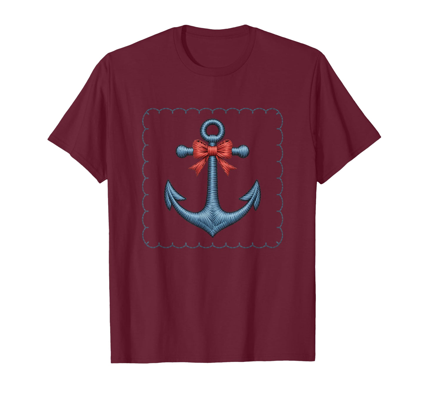 Anchor With Red Bow Nautical Style T-Shirt