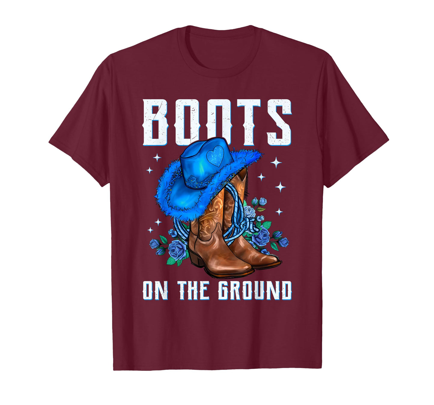 Boots On The Ground Cowboy Hat Rodeo Boots Girls T-Shirt