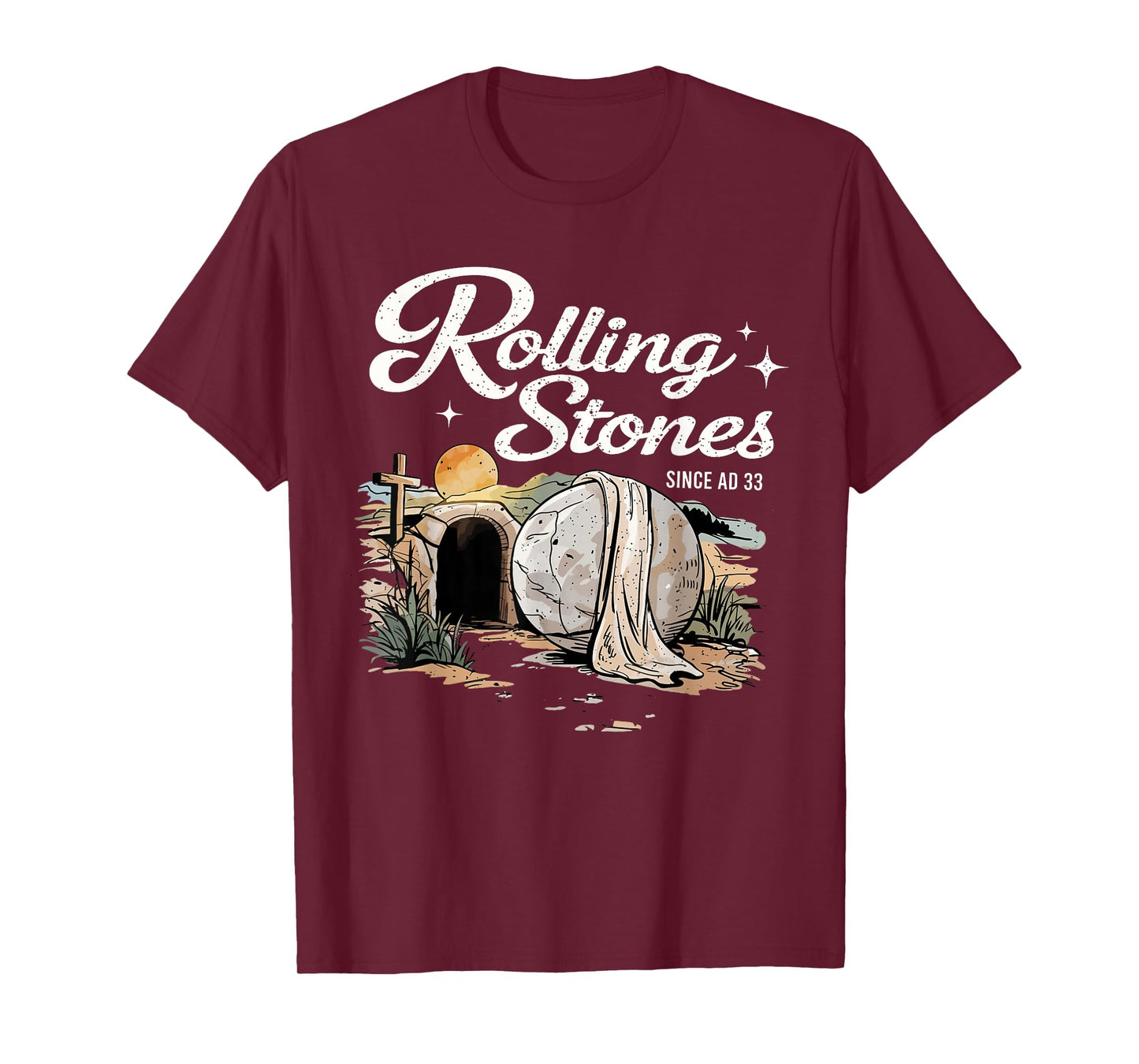 Resurrection Stone Graphic Design with Cross T-Shirt