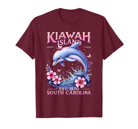 BEACH SOUVENIR KIAWAH ISLAND SC DOLPHIN LOVER COLORFUL T-Shirt