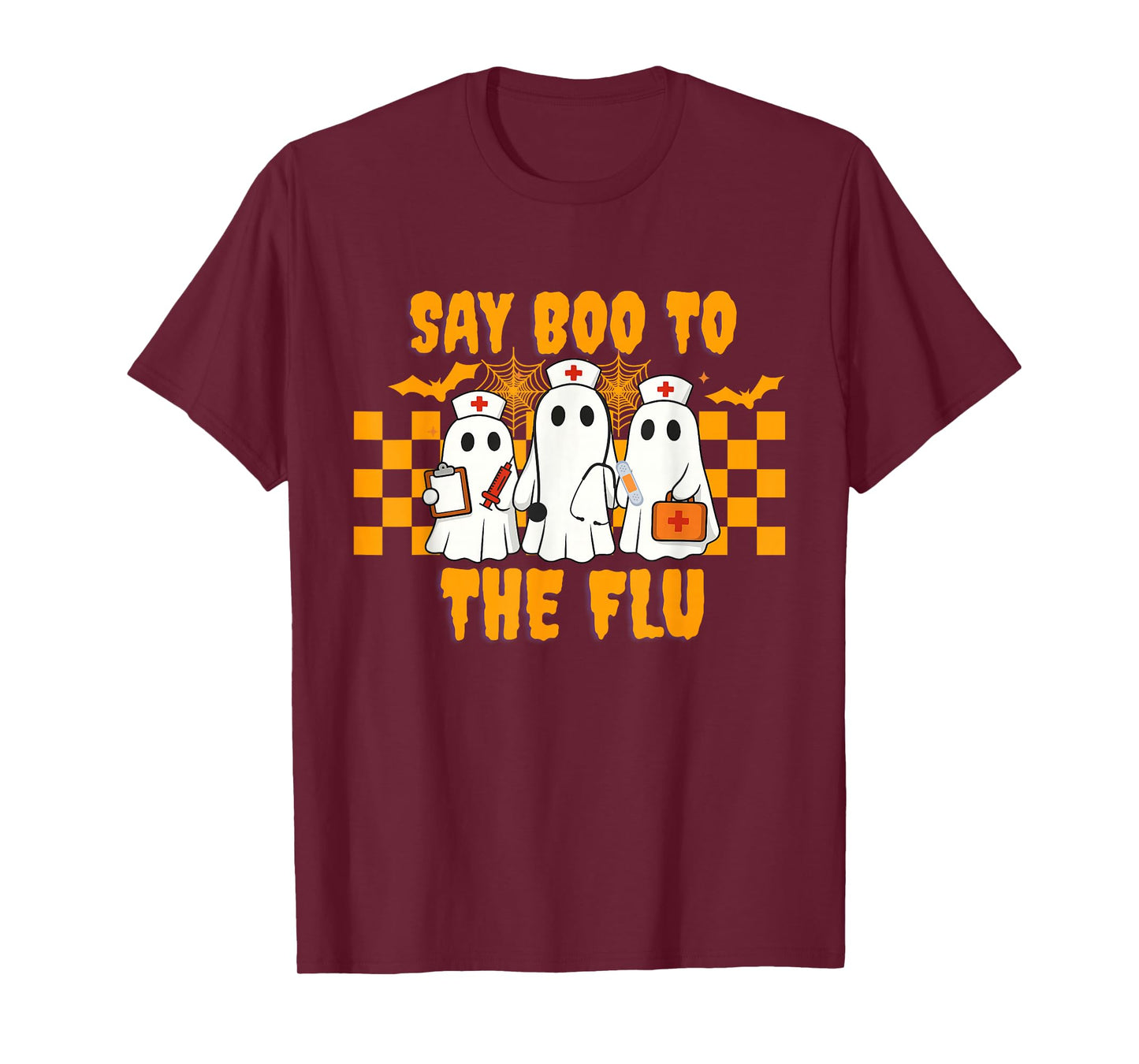 Nurse Ghost Halloween Vaccine Say Boo to The Flu T-Shirt