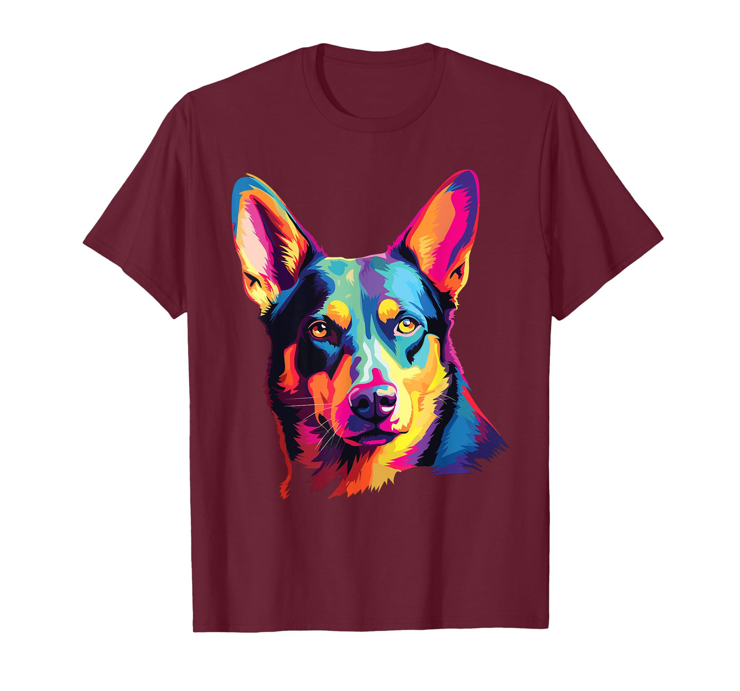 Watercolor Colorful Australian Kelpie Dog T-Shirt for Men Women Kids