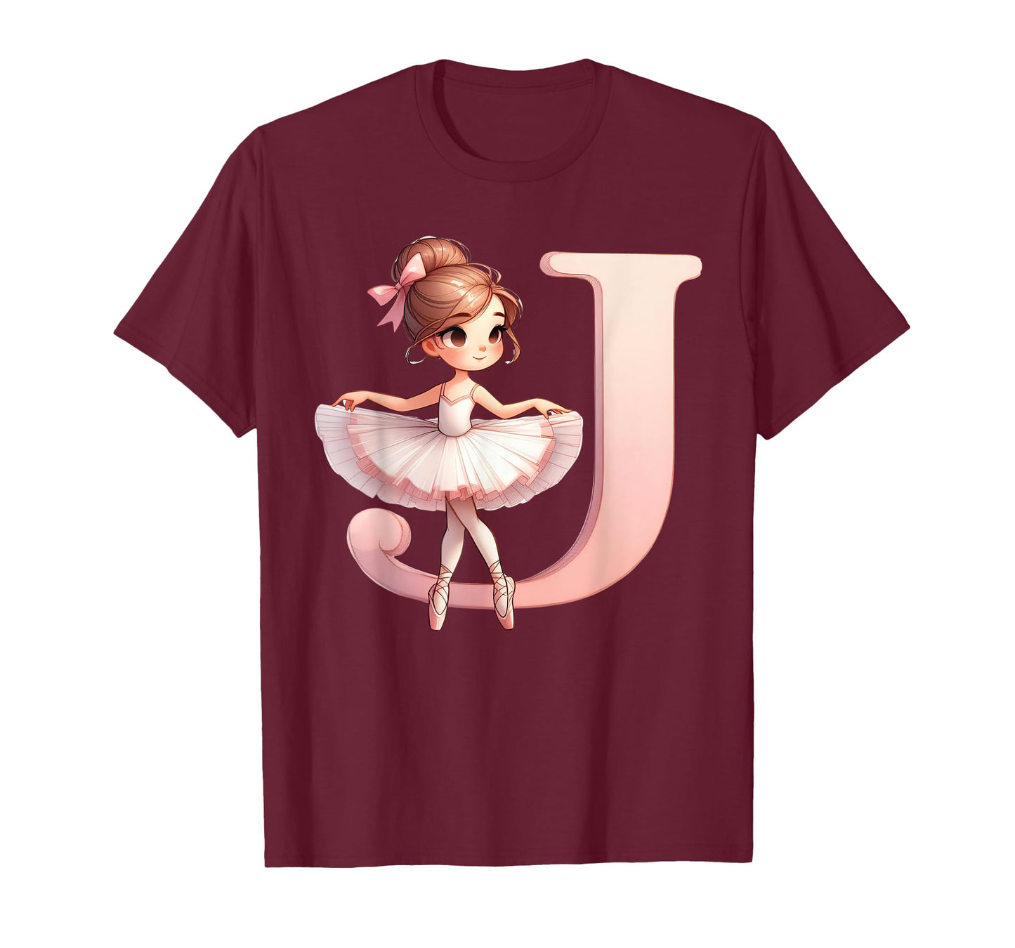 Ballerina Girl Dancing Name First Letter J Girly Tutu Ballet T-Shirt