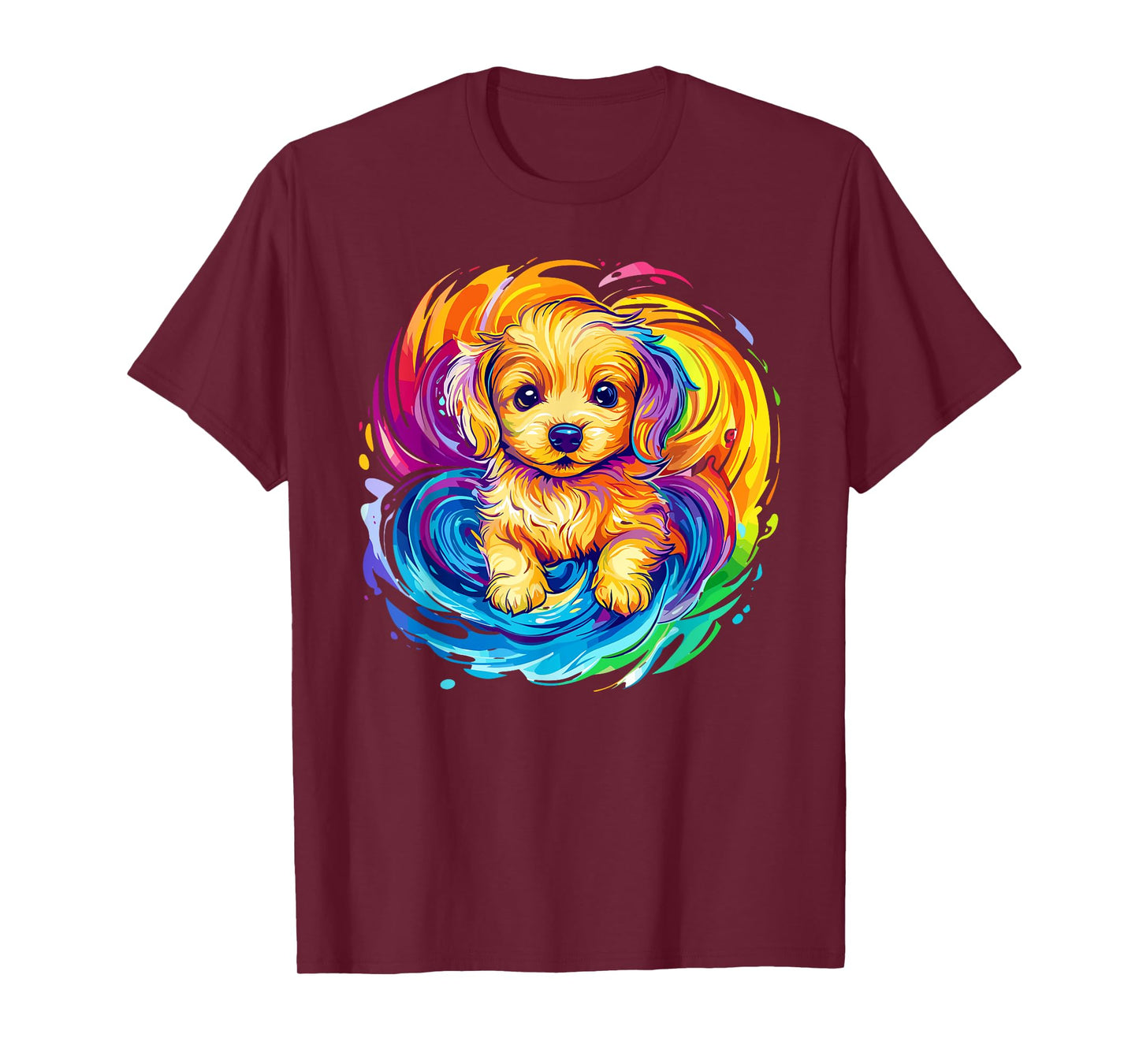 Adorable Puppy Rainbow Swirl Fantasy T-Shirt